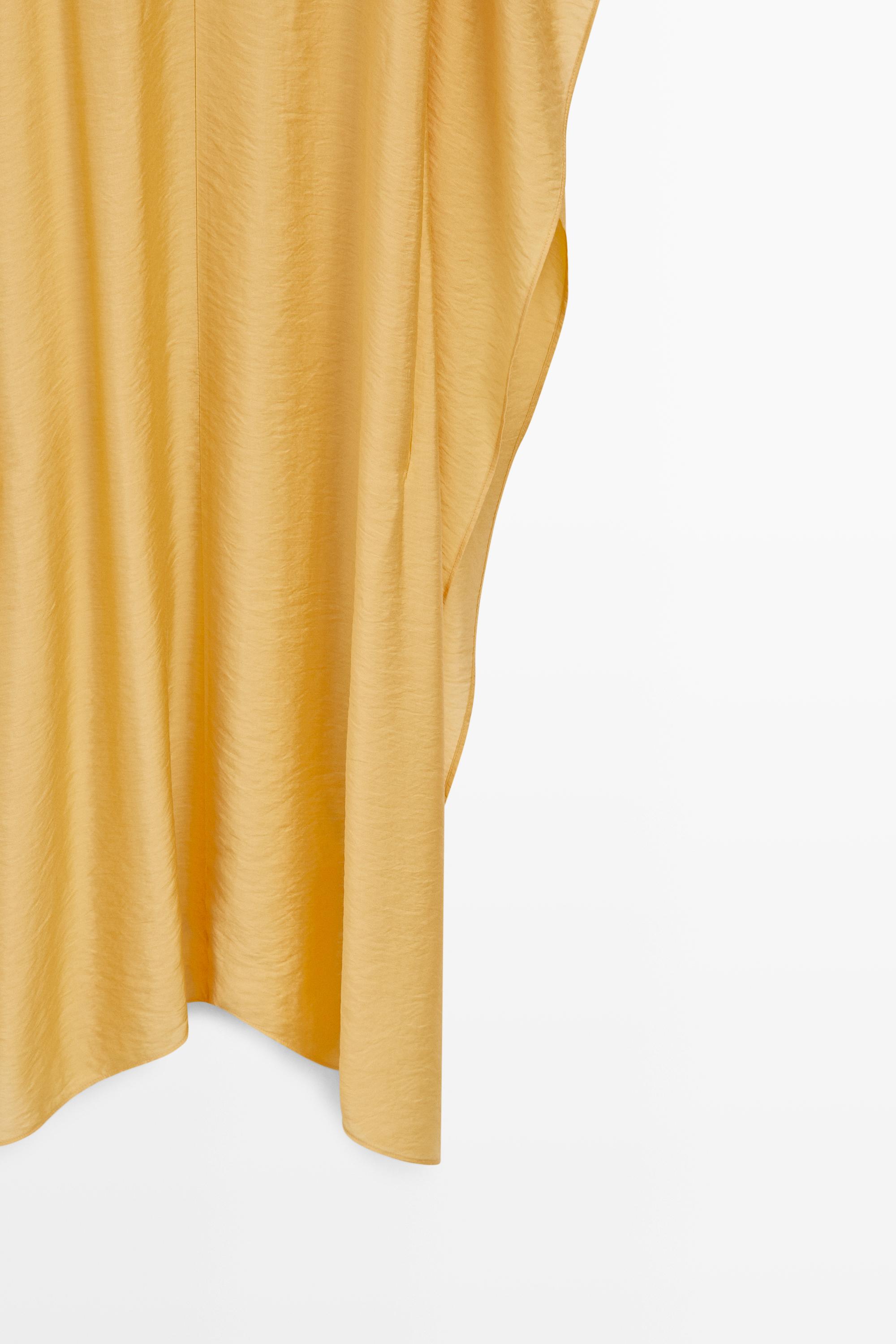Flowing lingerie dress with ruffle detail — Yellow