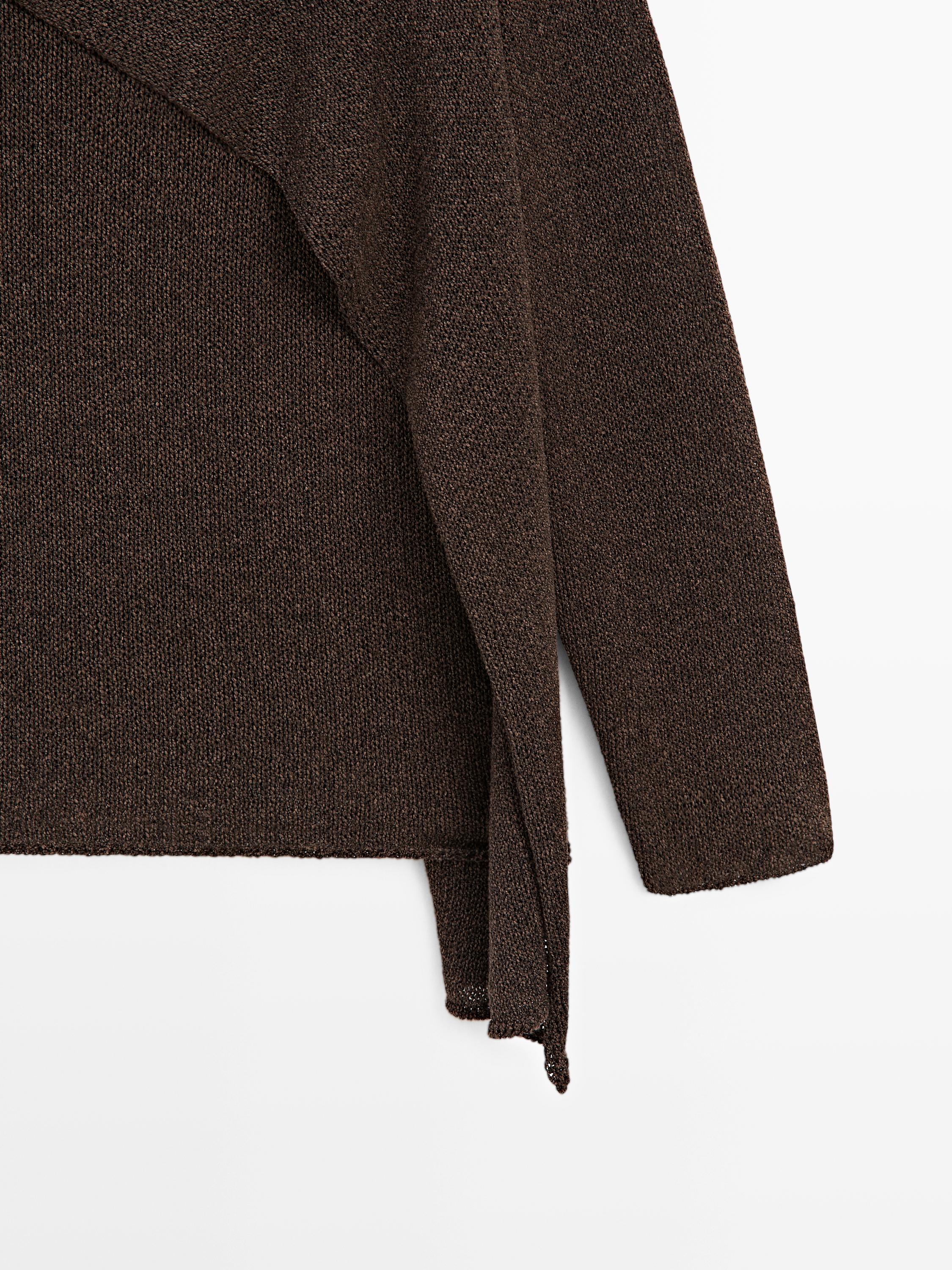 Cotton blend knit cape sweater — Chocolate