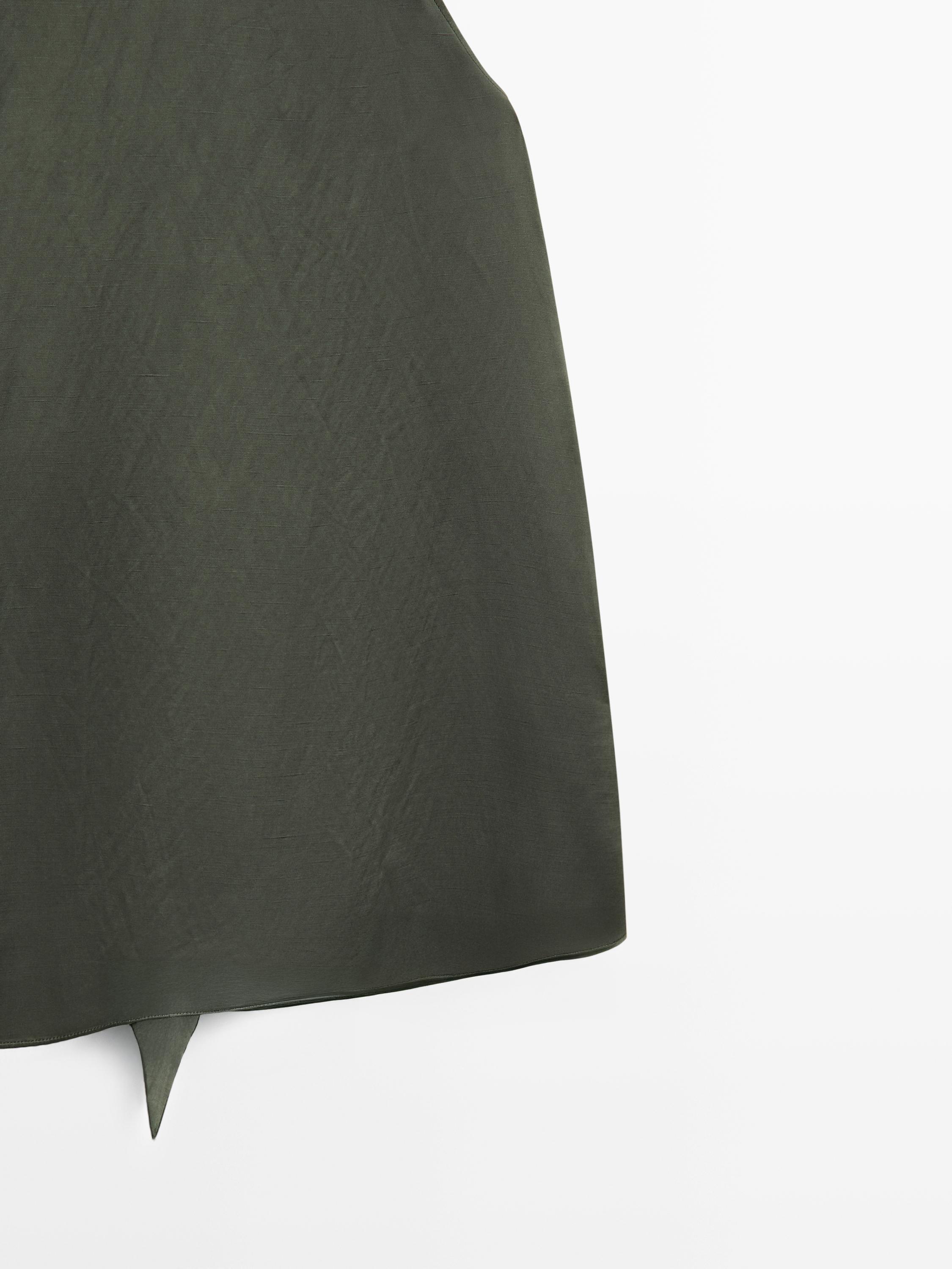 Satin halter top with tie detail — BLUISH GREEN