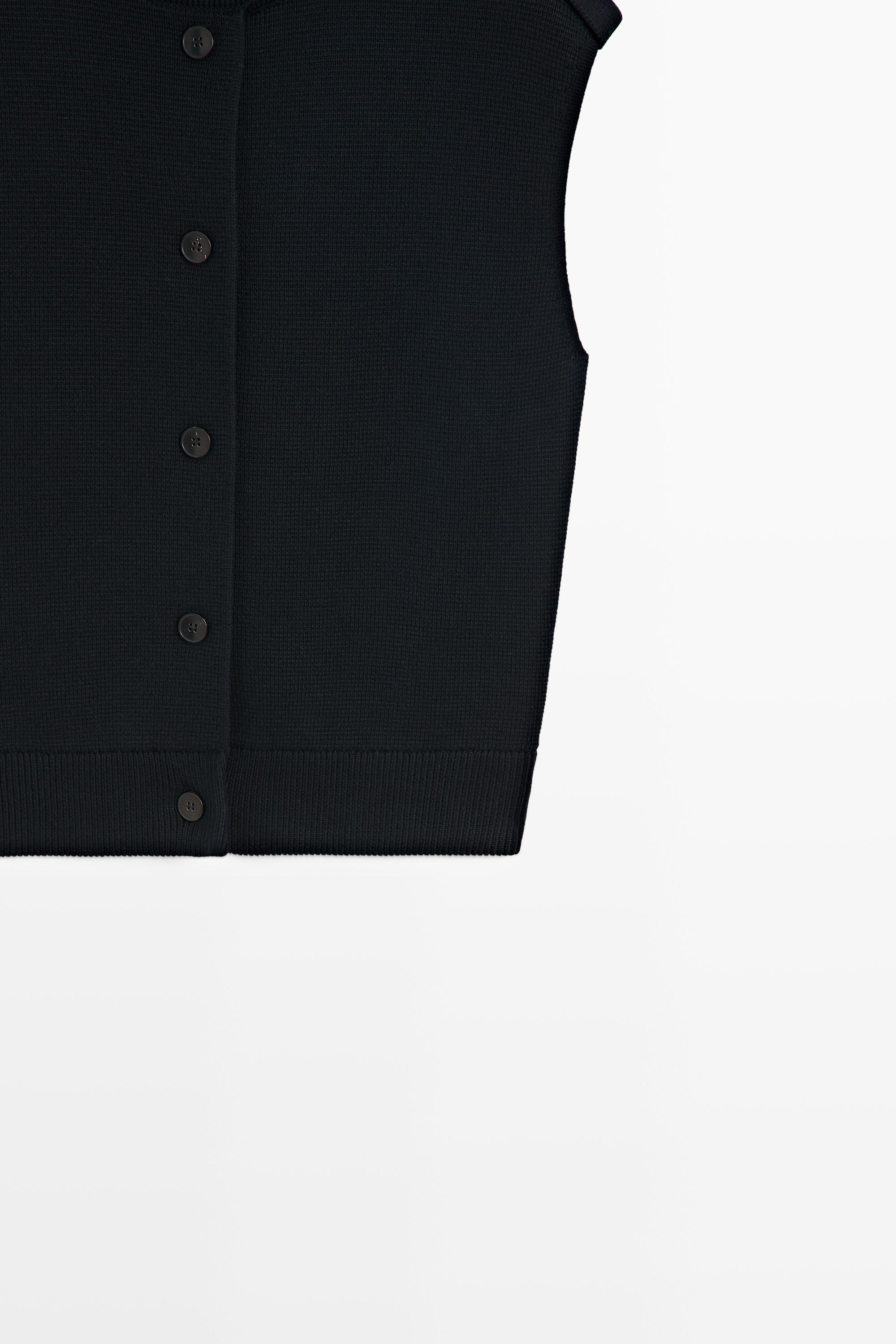 100% cotton mock neck knit vest — NAVY BLUE
