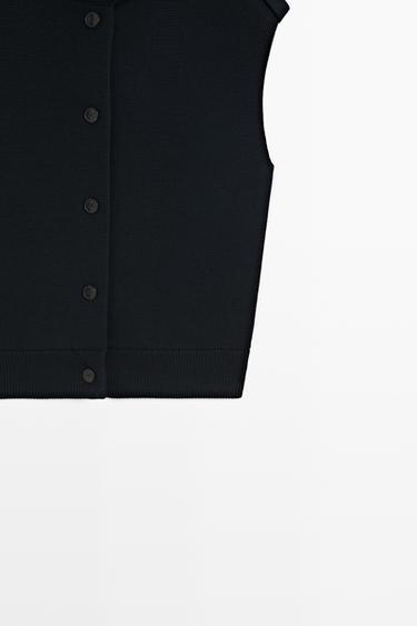 100% cotton mock neck knit vest — NAVY BLUE 7