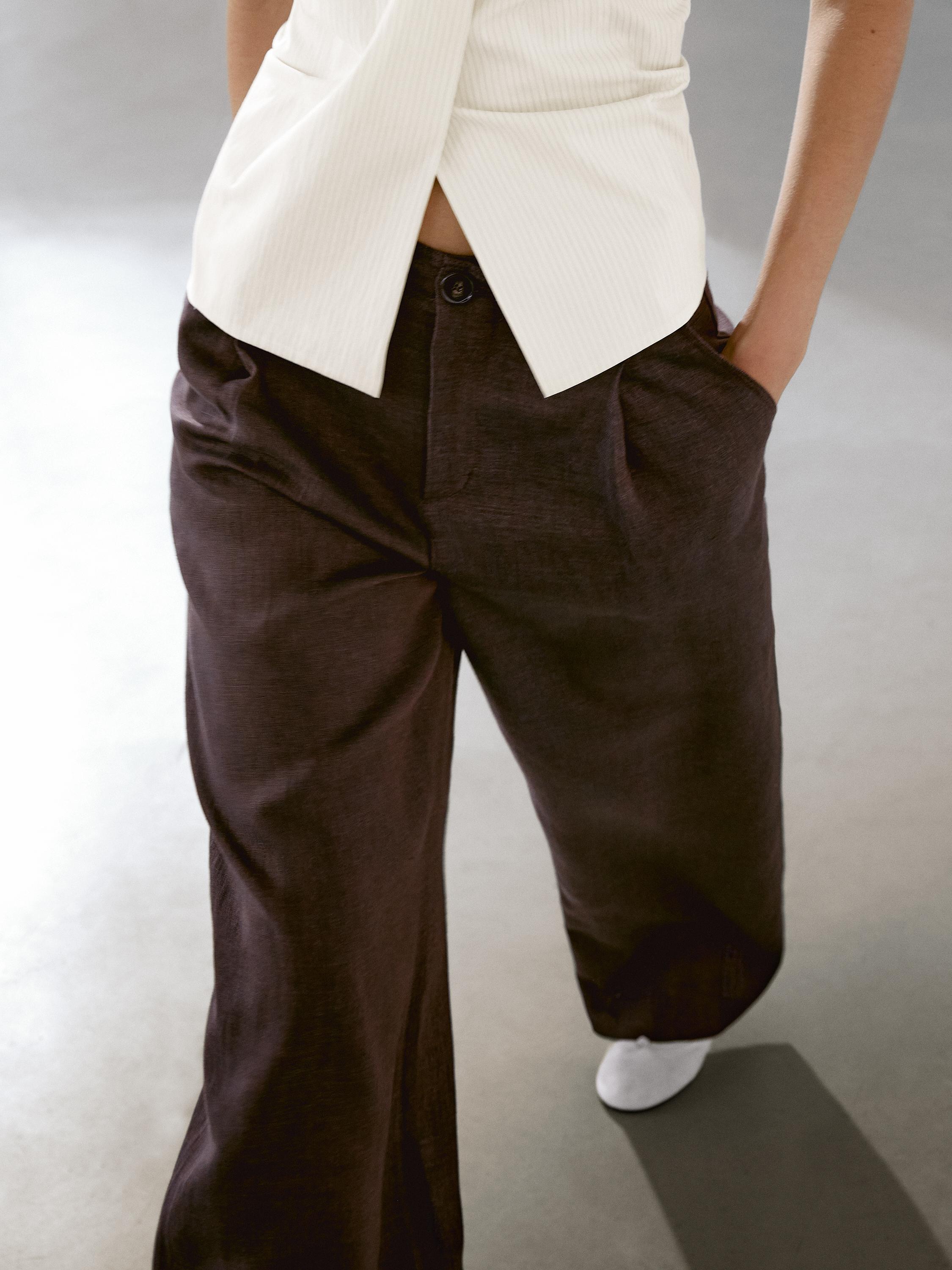 Relax-fit bukse i 100 % lin