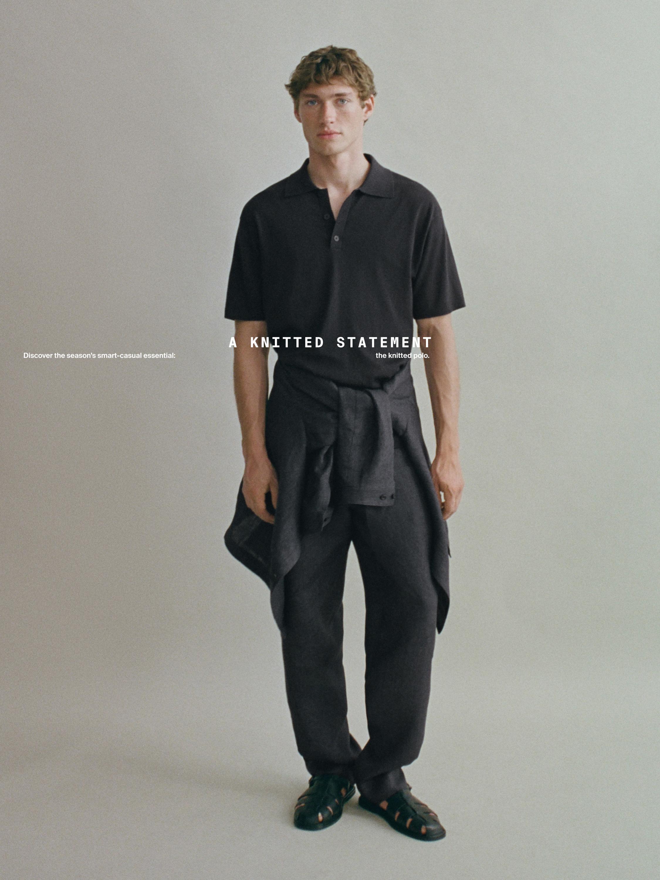 100% cotton regular fit knit polo shirt