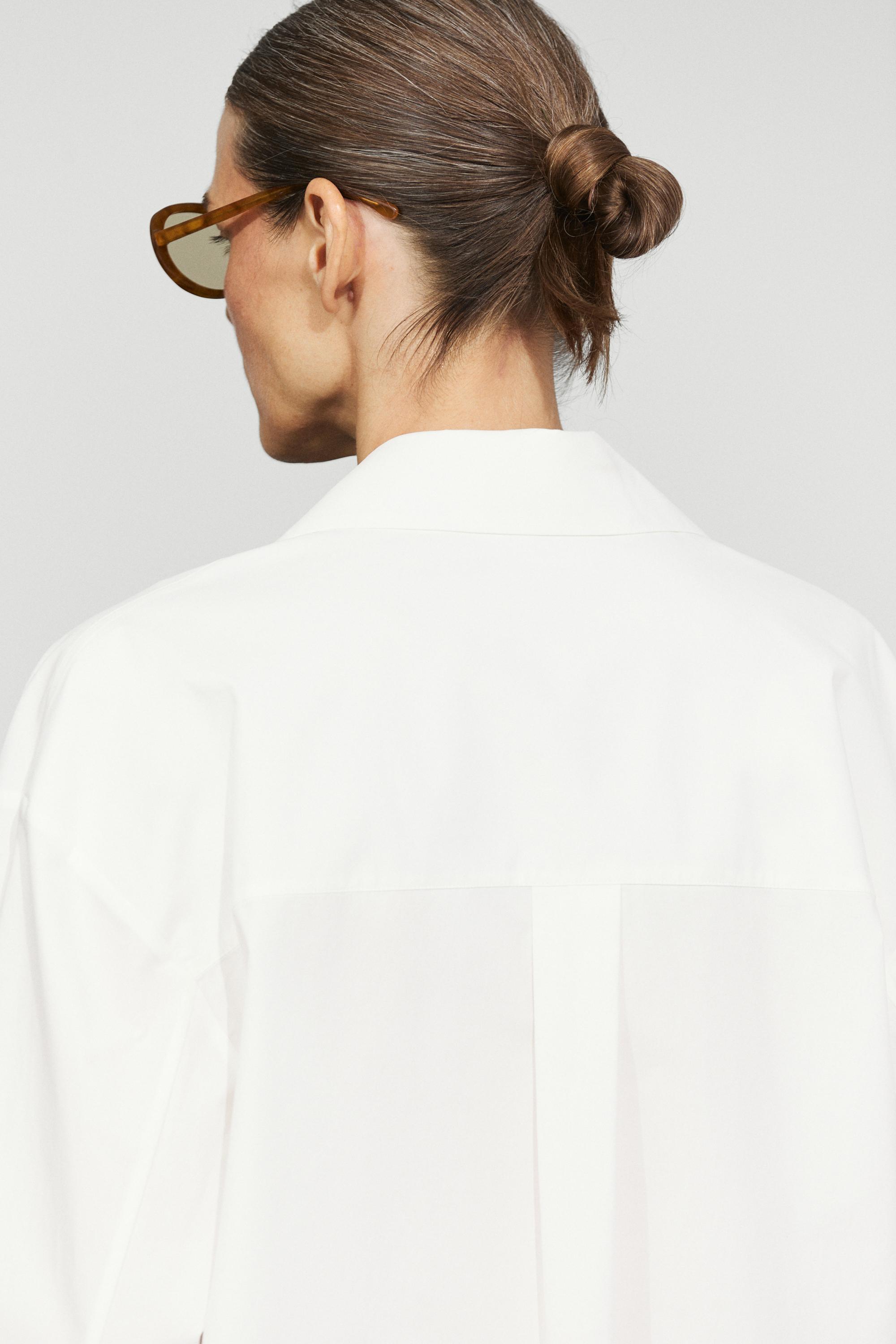 Poplin shirt with seam details — WHITE
