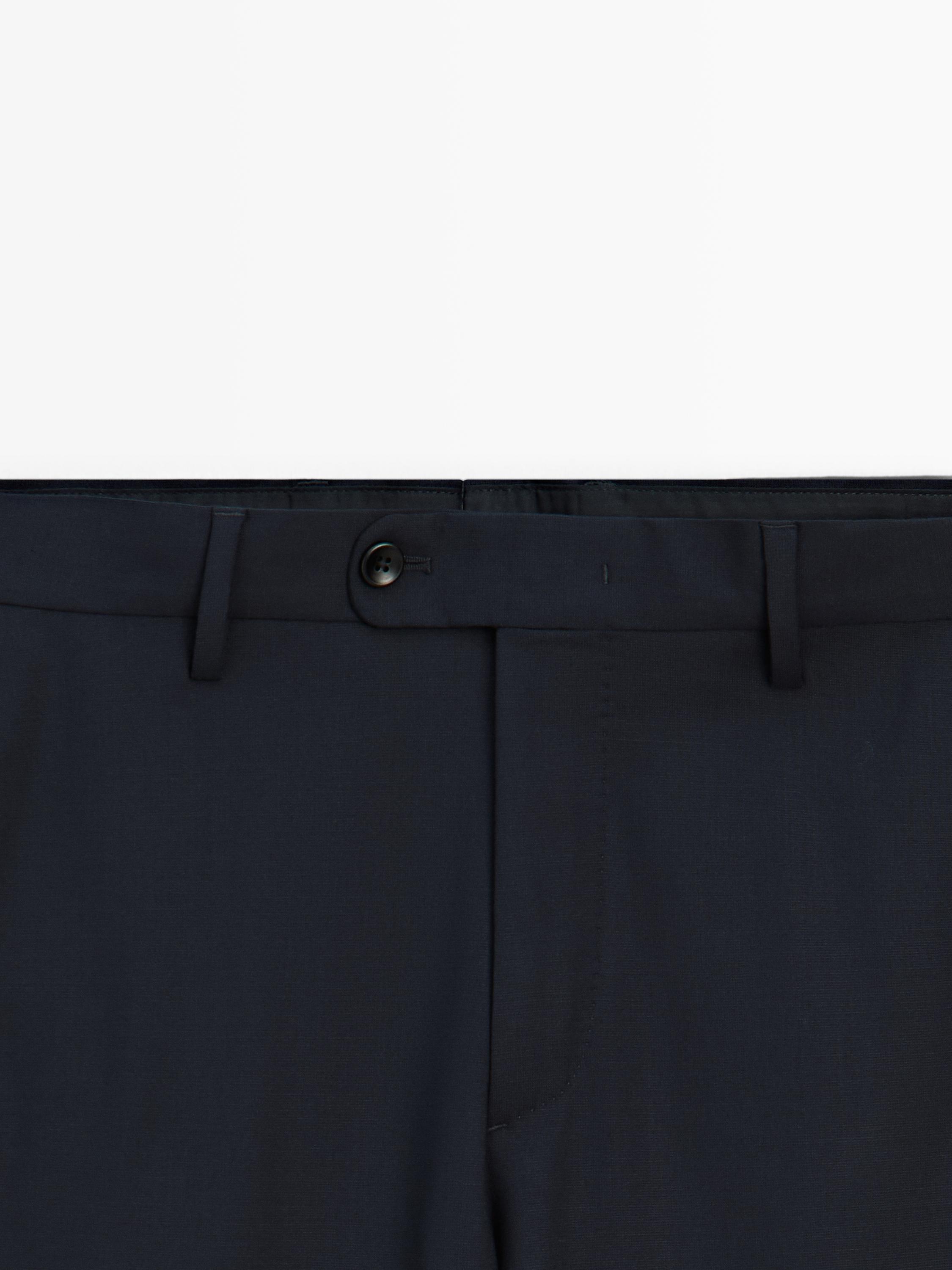 Cool wool blend suit trousers — NAVY BLUE