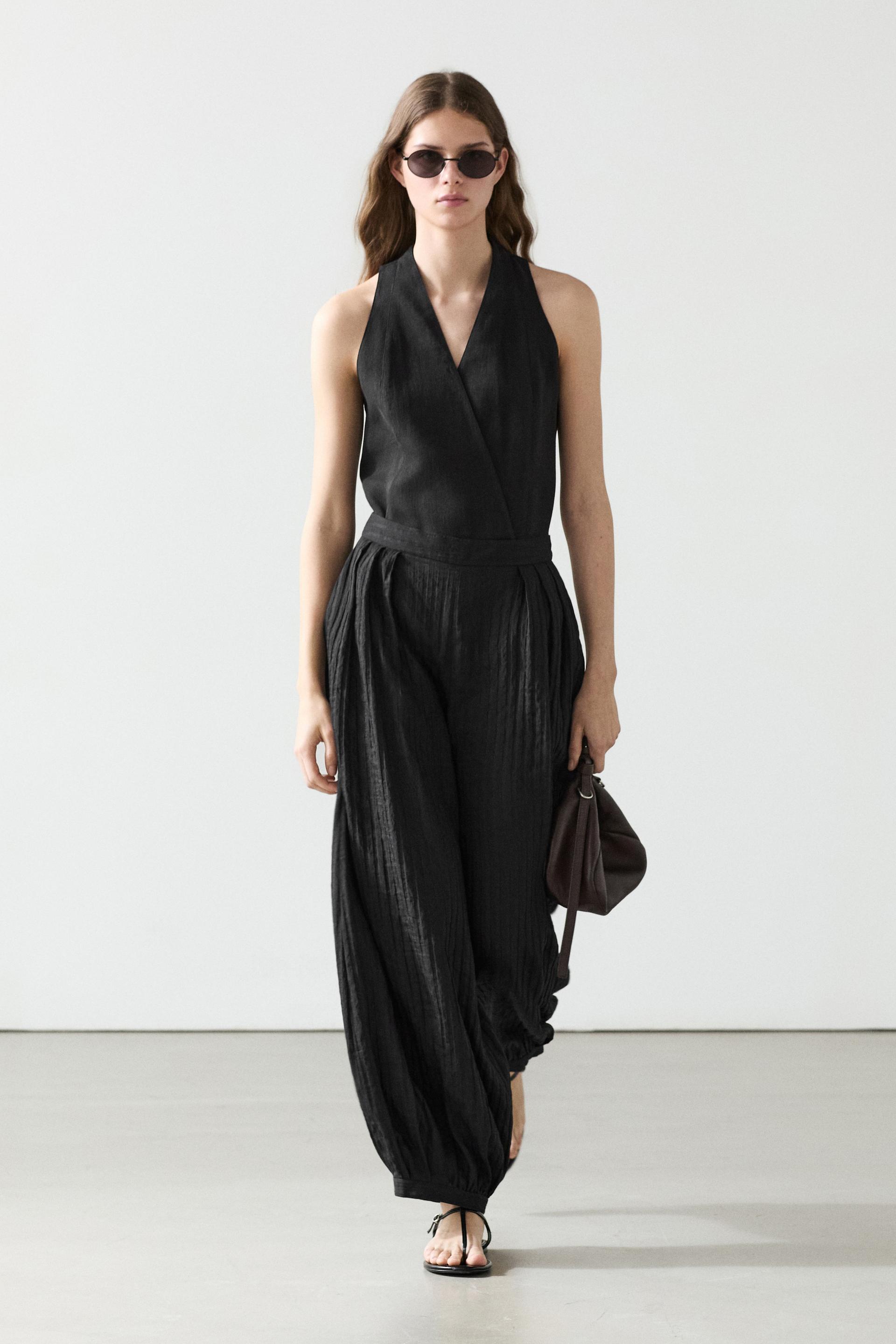 Pantaloni Da Gaucho Morbidi In Misto Lino - Nero - 40 (It 44) - Massimo Dutti - Femminile