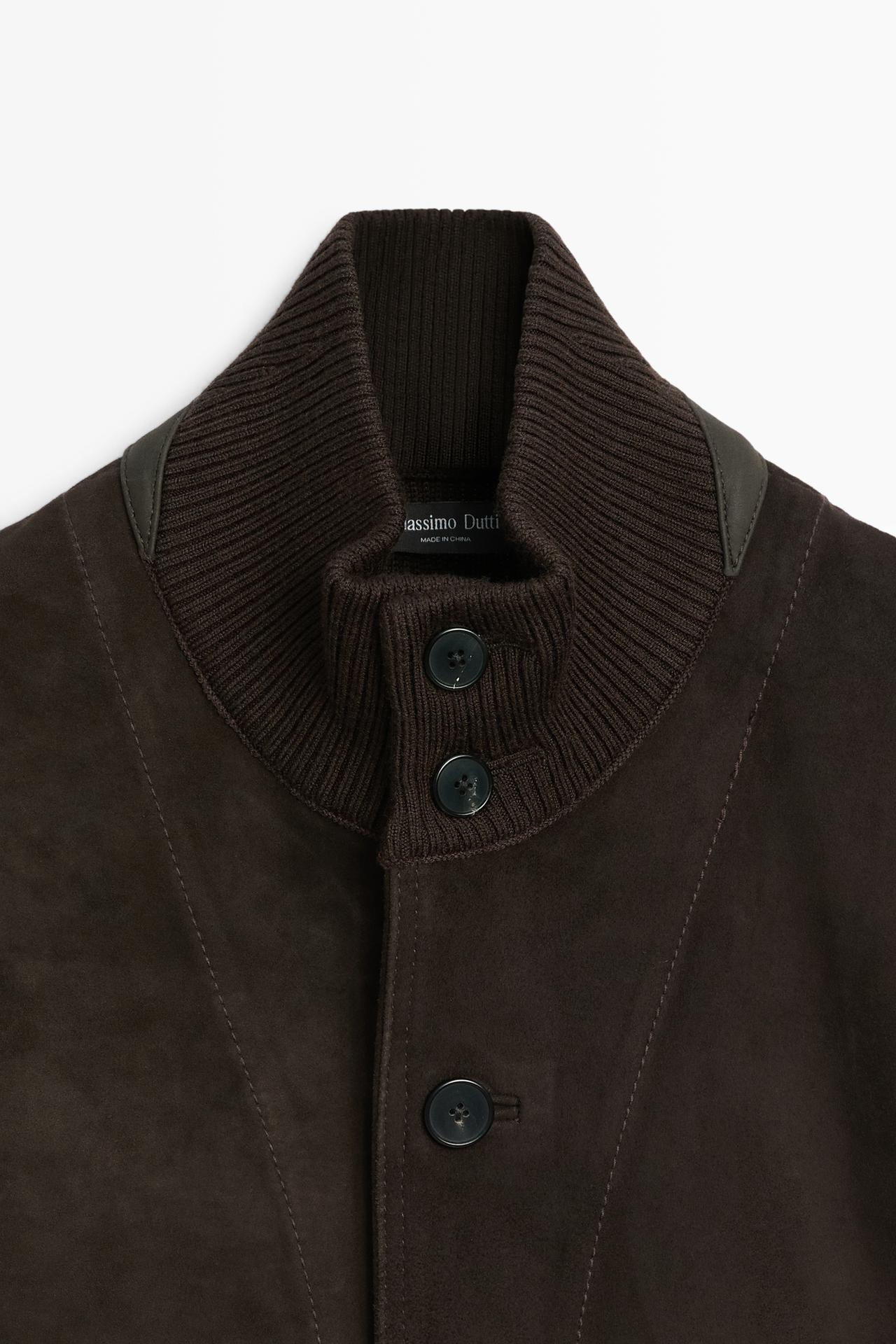 Contrast suede jacket — RUSSET