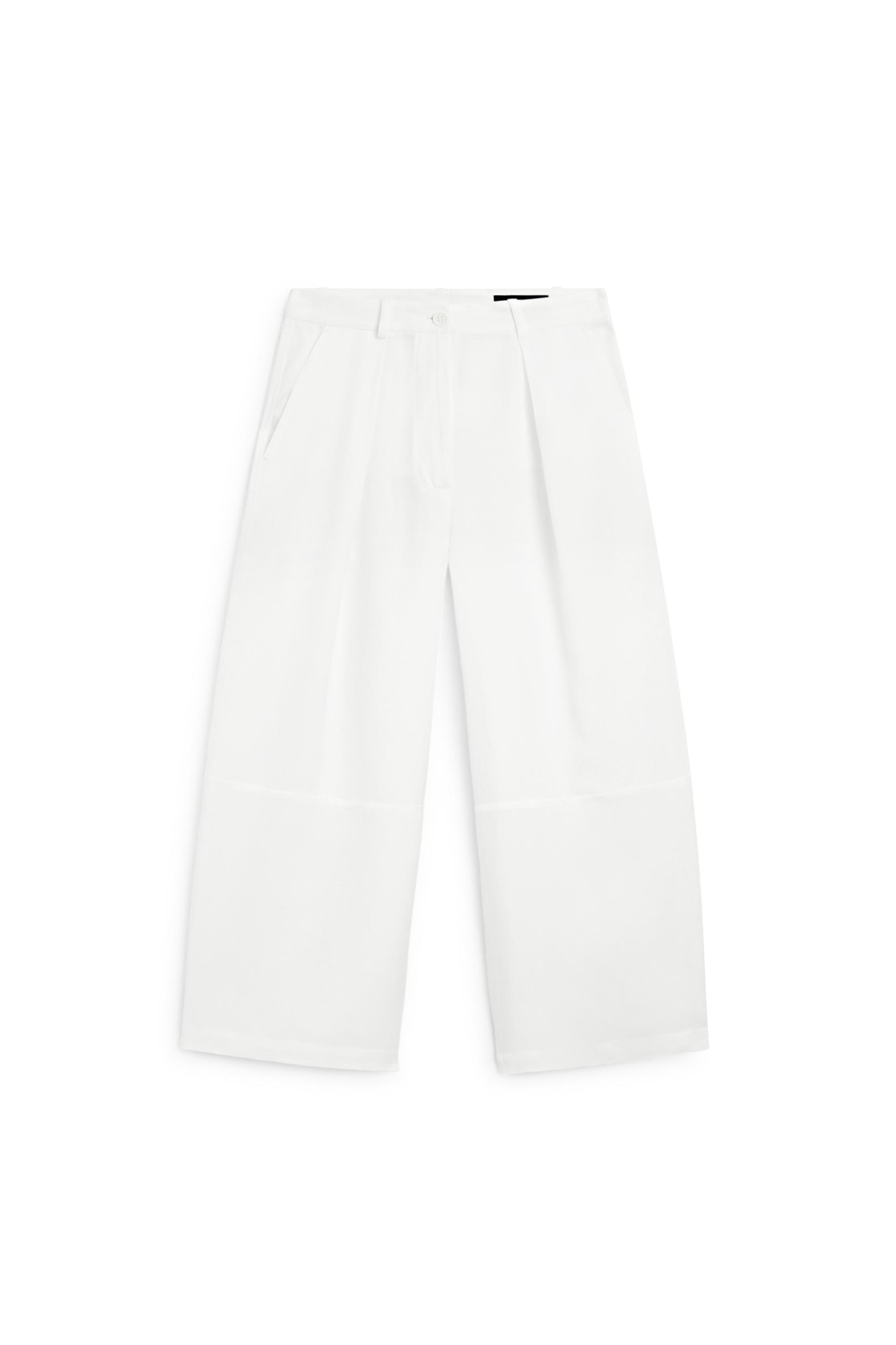 Flowing linen blend pants with seams — WHITE