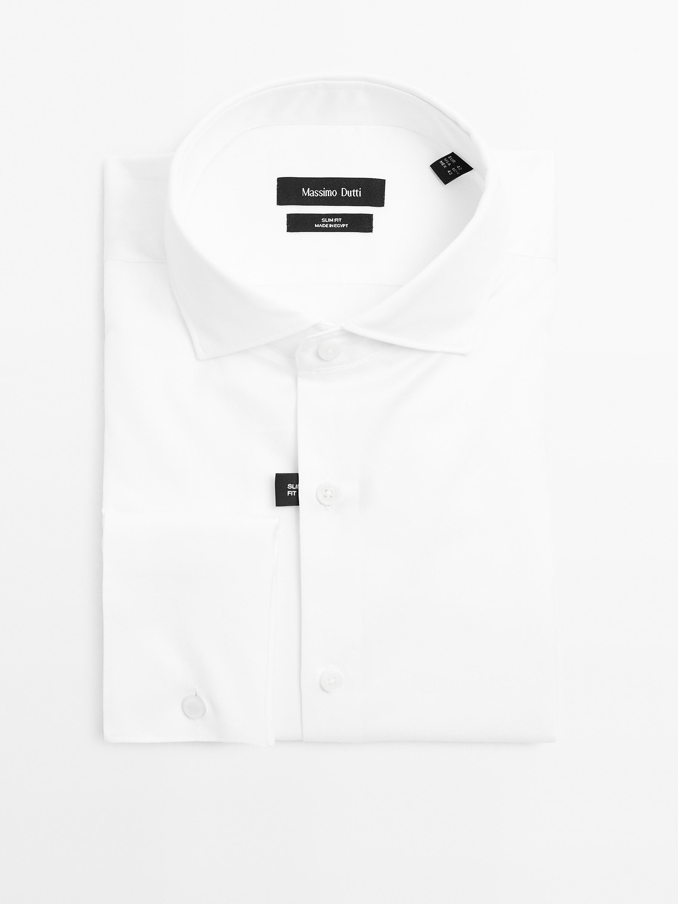 Camisa slim fit doble puño algodón