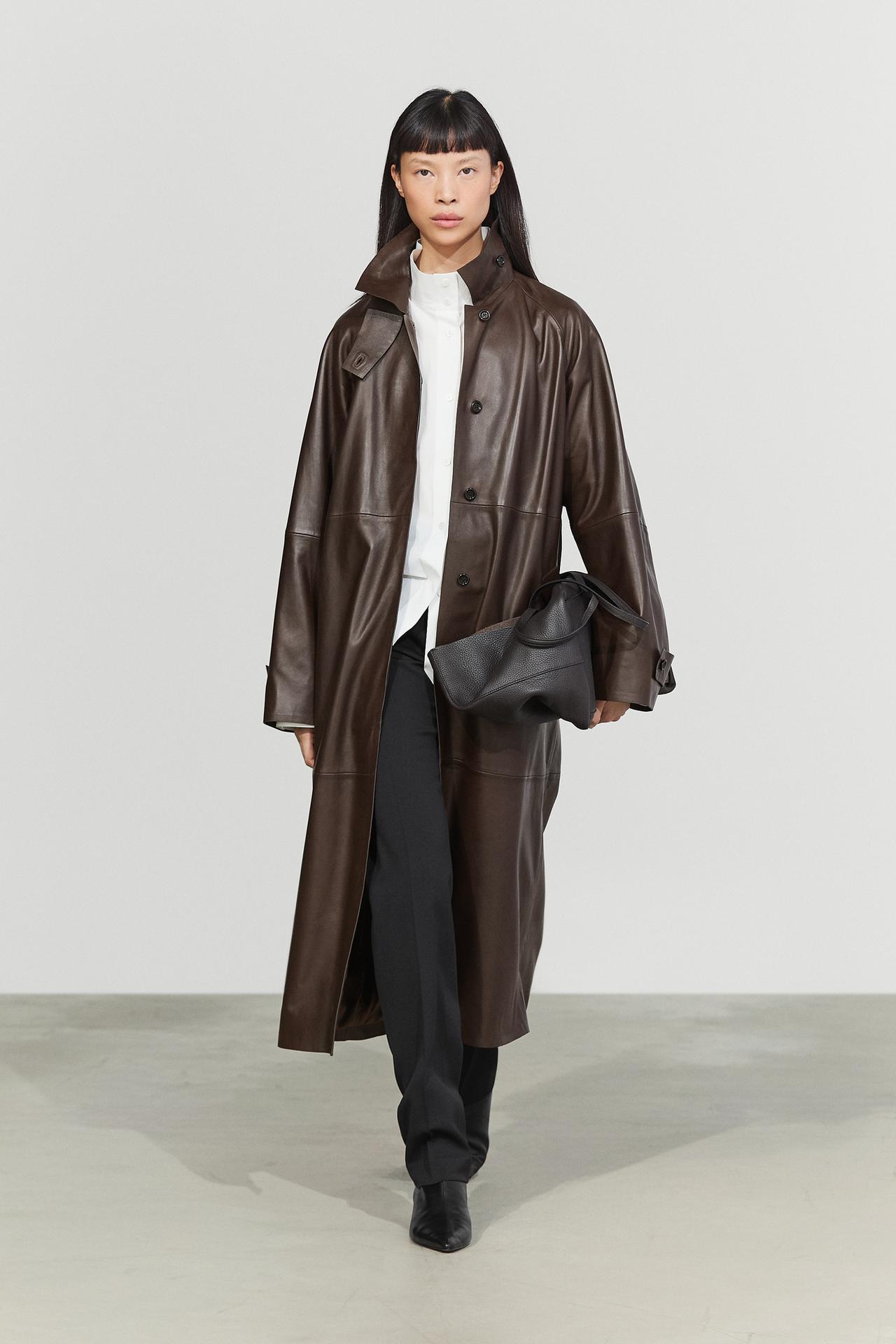 Long Nappa leather trench coat — Chocolate