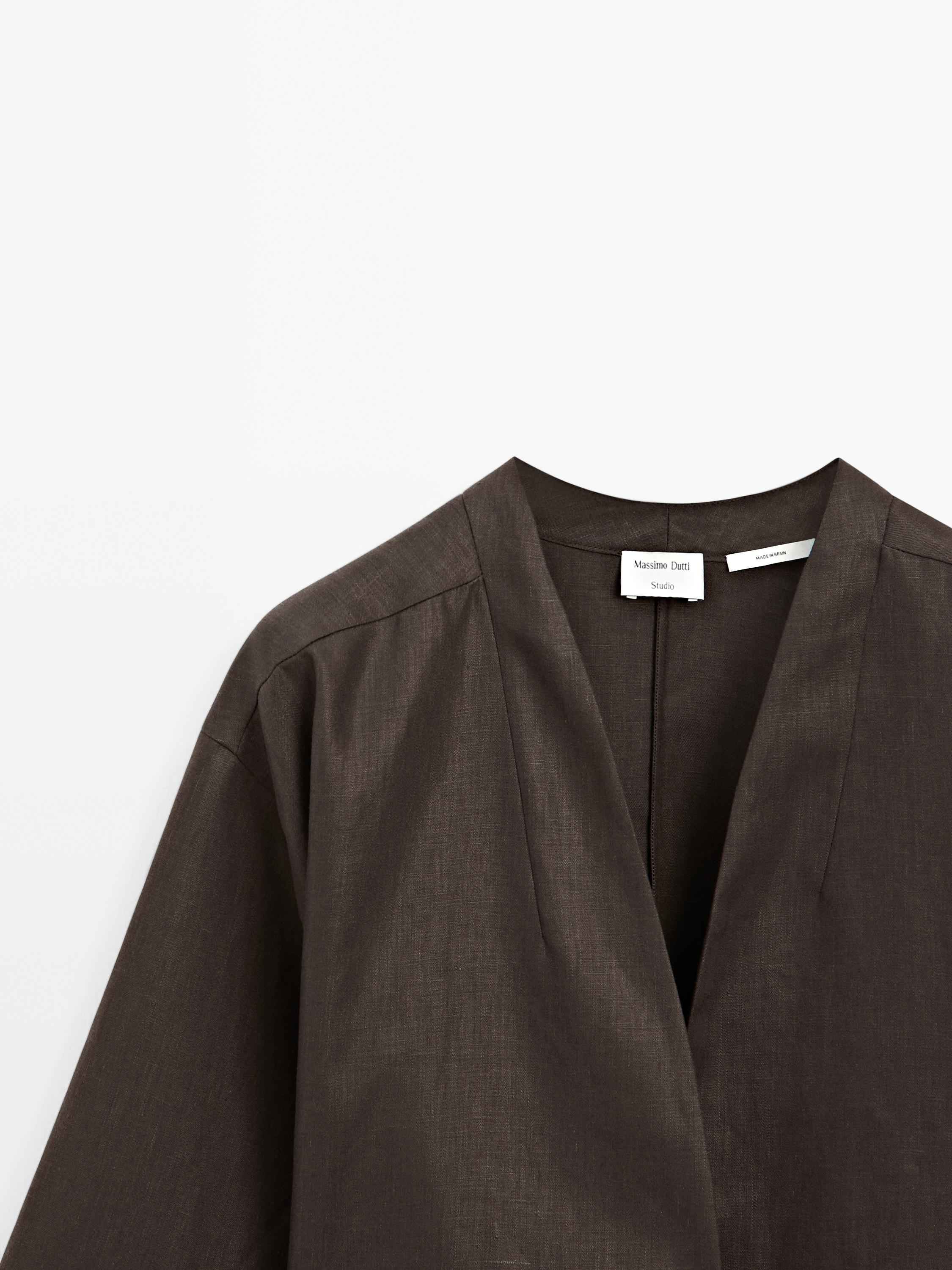 Flowing linen shirt with tie detail - Studio
