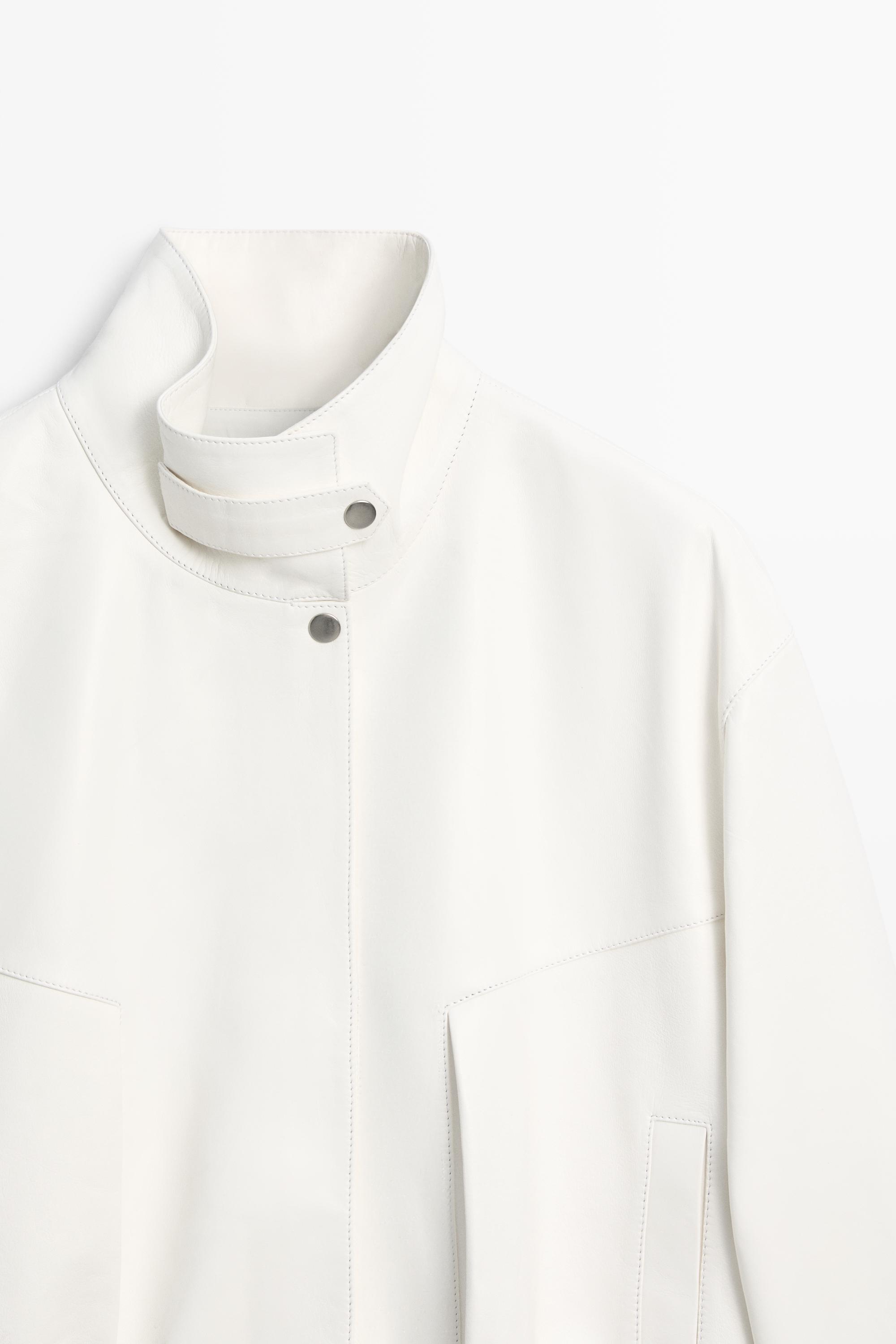 Nappa leather bomber jacket — WHITE