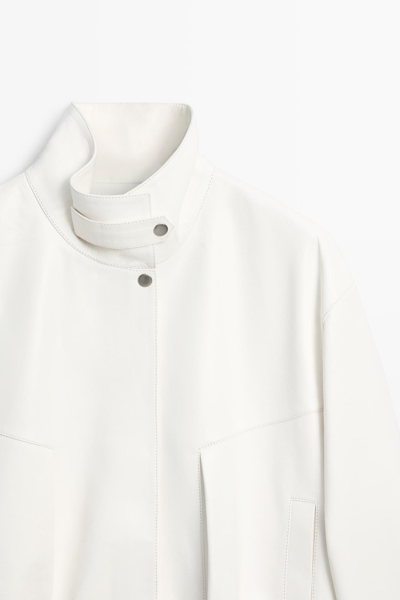 Nappa leather bomber jacket — WHITE