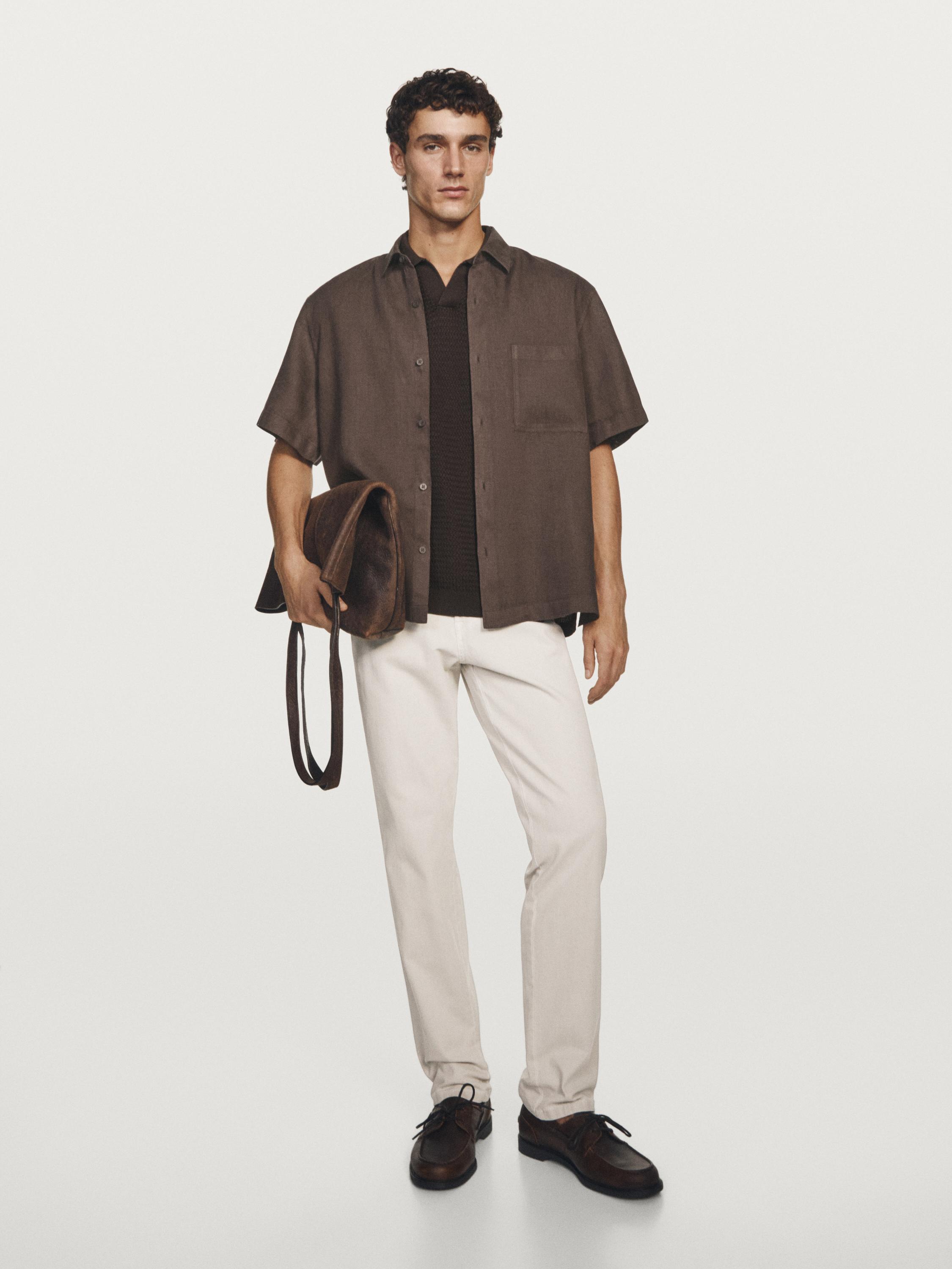 mens brown short sleeve dress shirt Dark Brown Mens Short Sleeve Button up Shirts