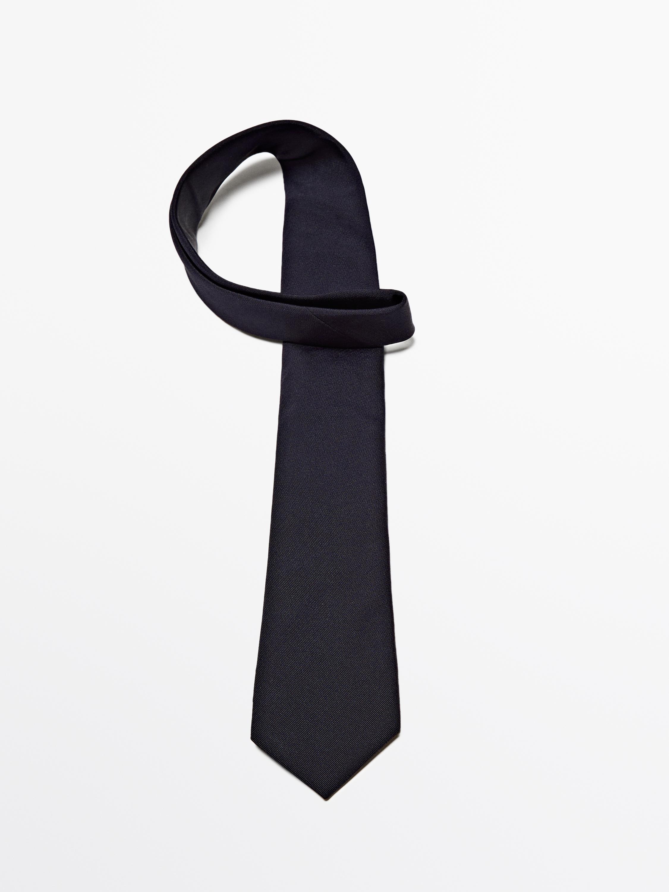 Cotton and silk blend twill tie — BLUE