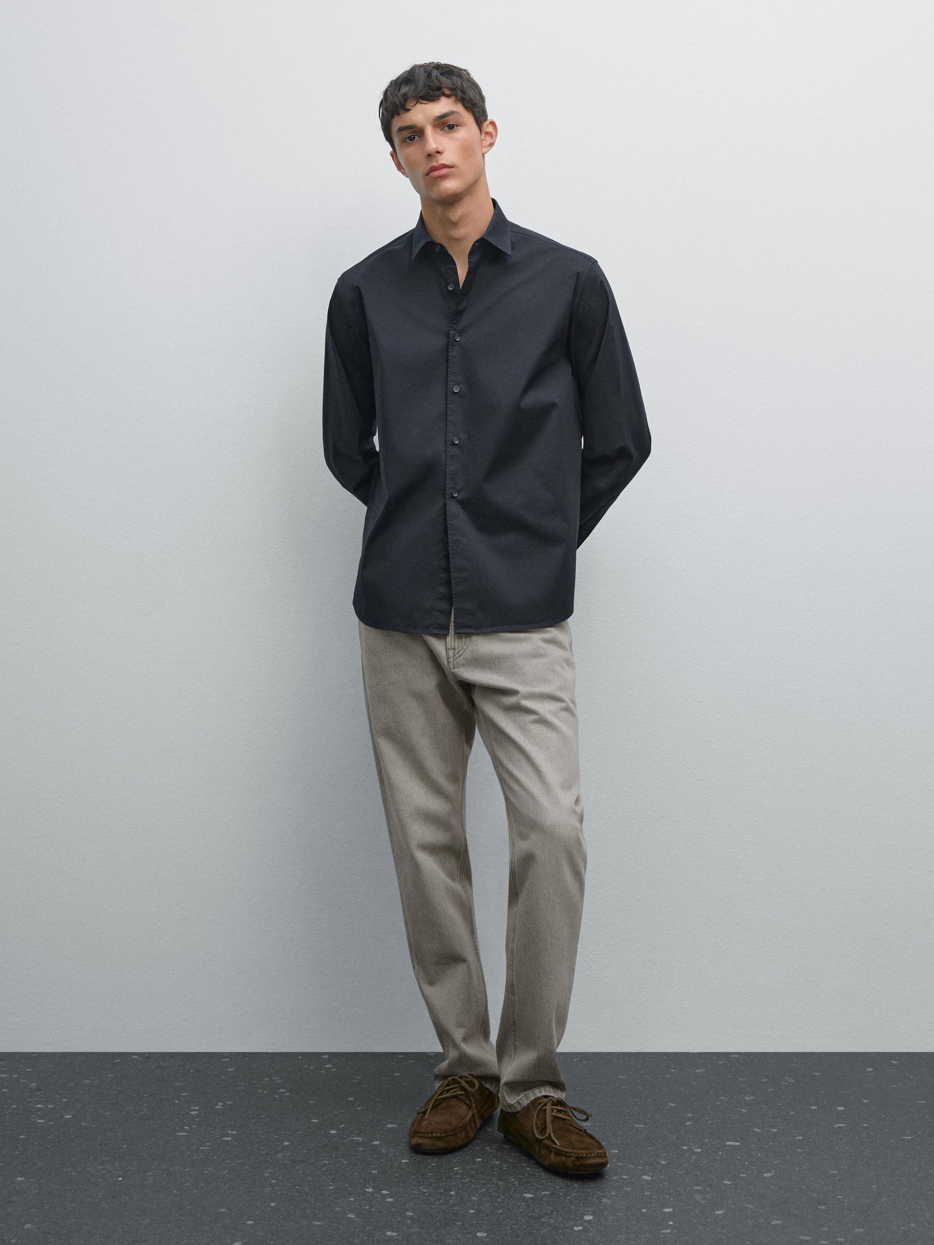 Chemise Décontractée Twill - Bleu Marine - Xl - Massimo Dutti - Homme