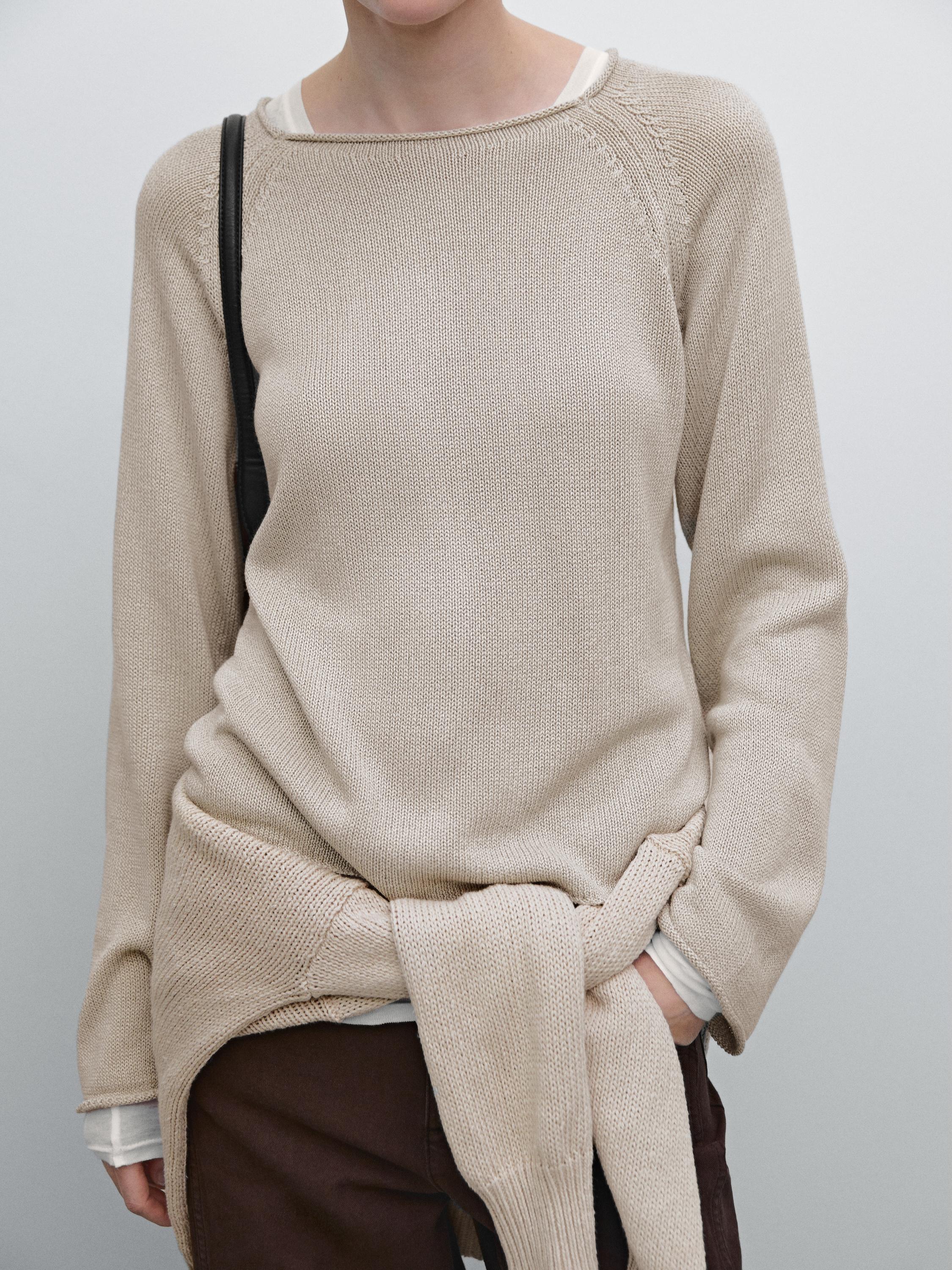 Purl knit cutwork sweater