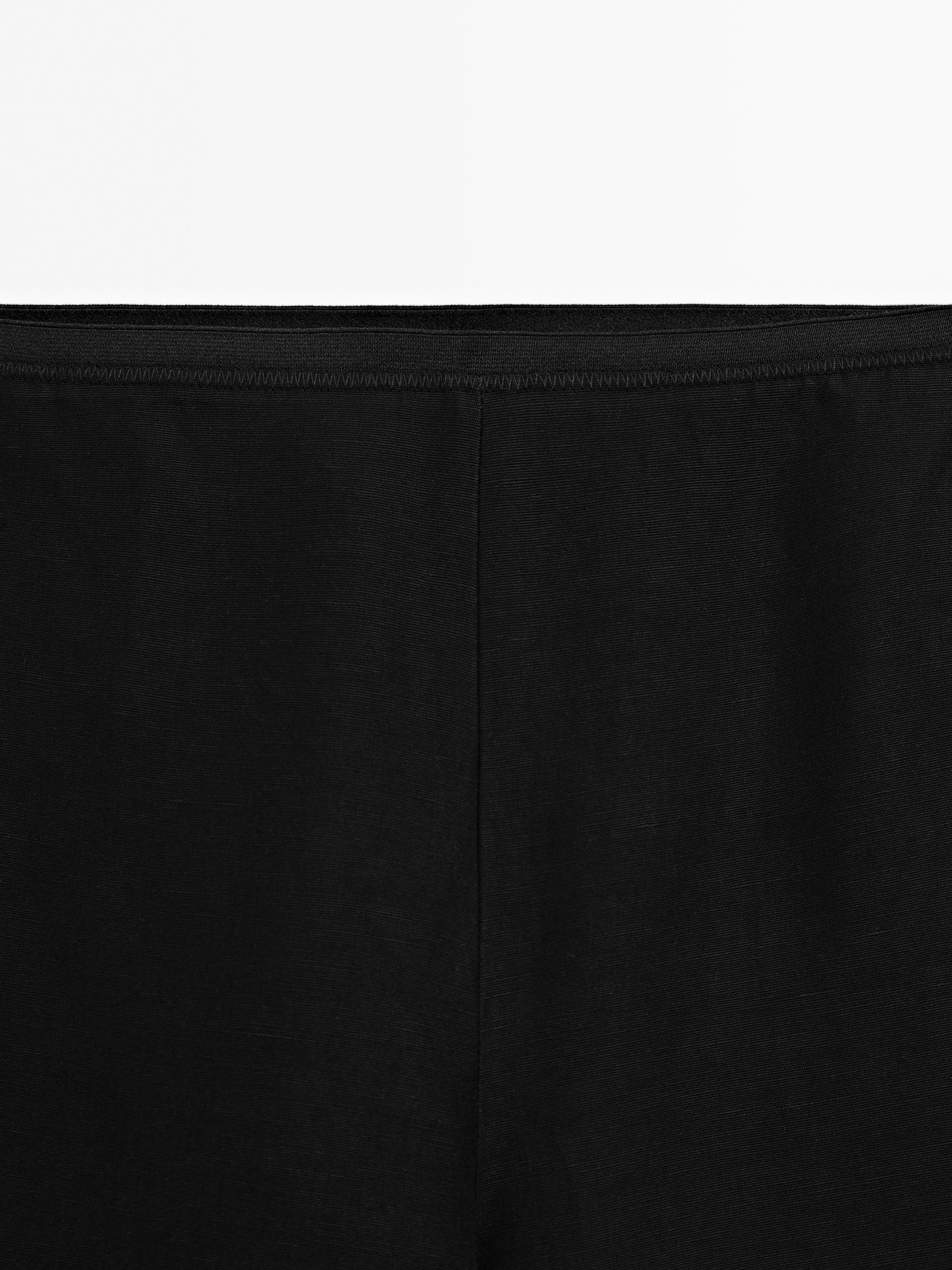 Linen blend trousers with elastic waistband