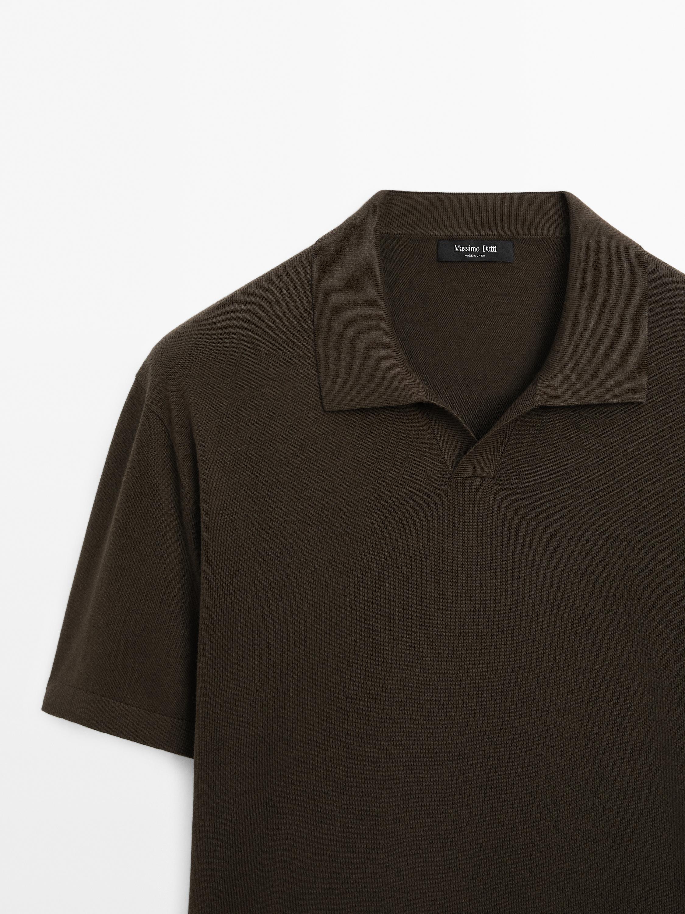 Short sleeve V-neck polo sweater