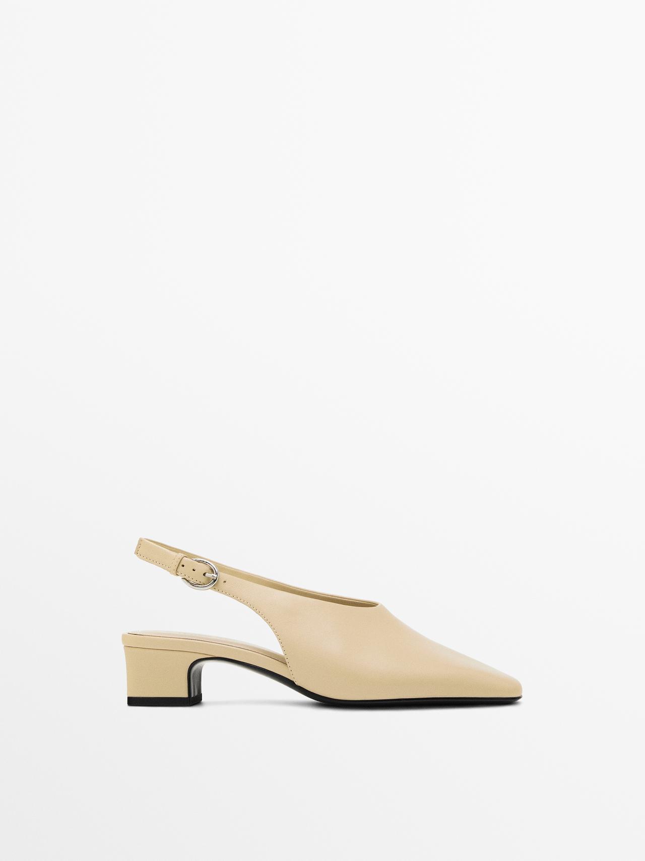 Massimo Dutti - Dame - Højhælede Slingback-Sko - Beige - 40