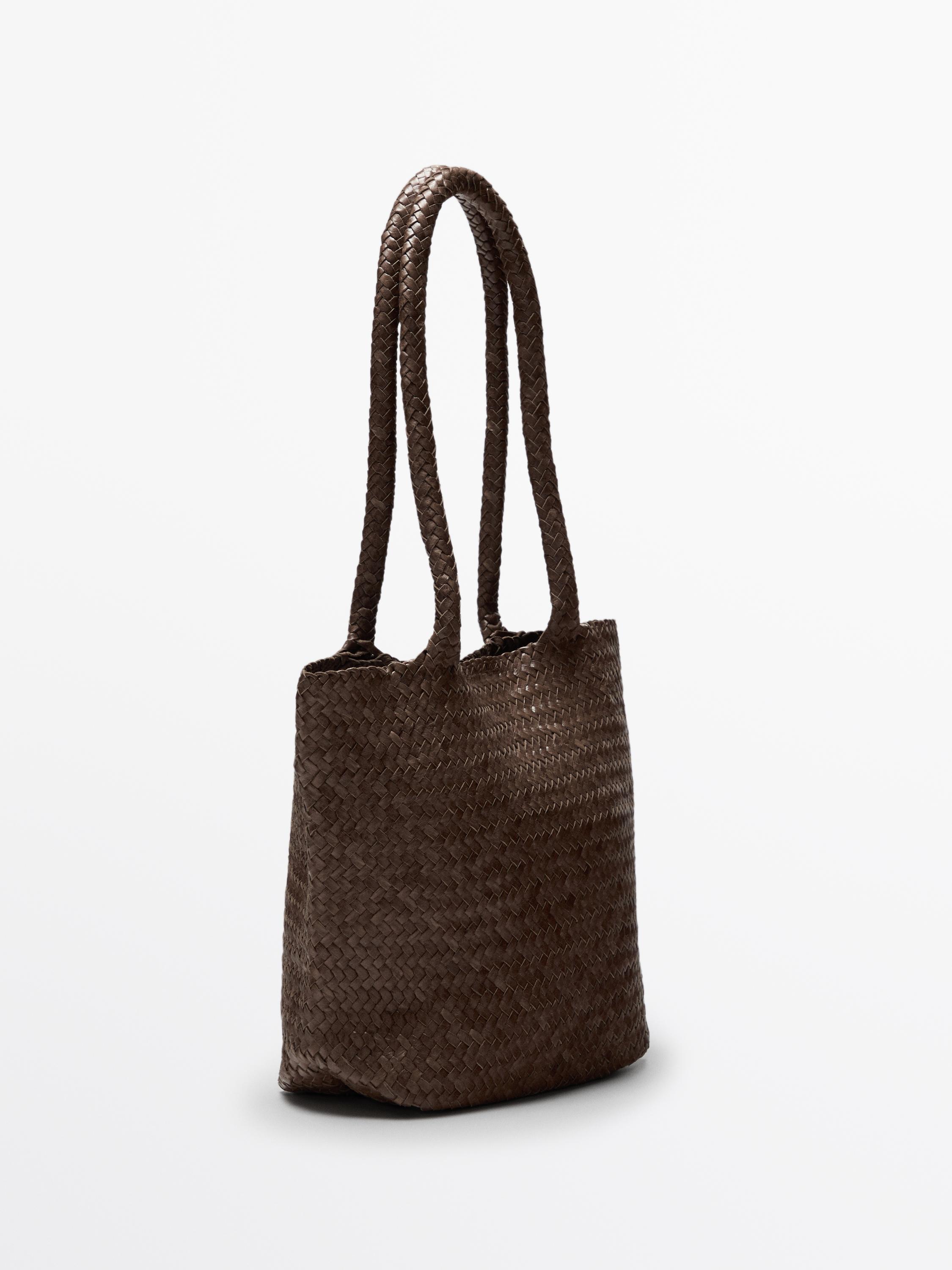 Braided nappa leather medium tote bag