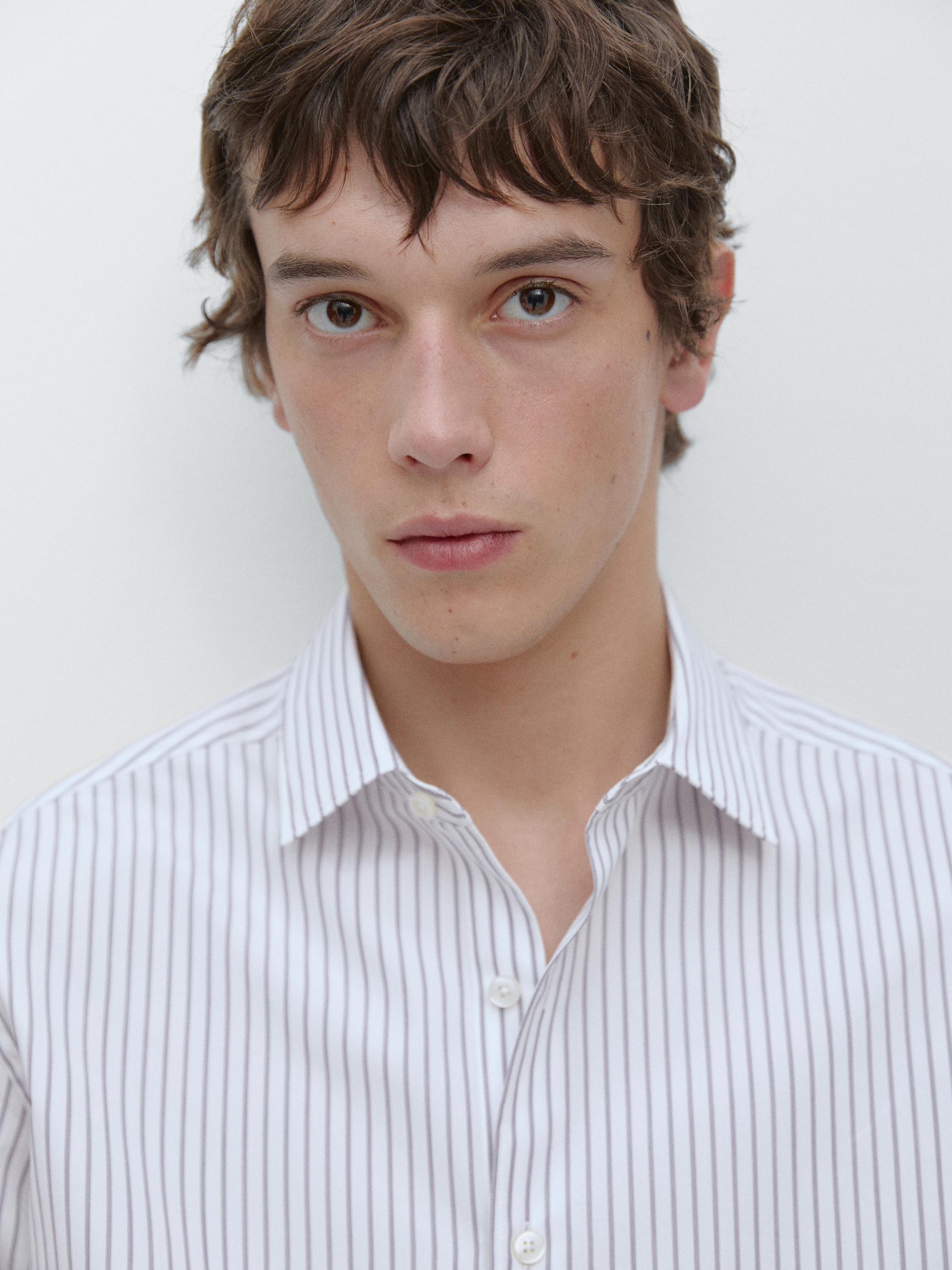 Regular fit striped shirt — Light Blue