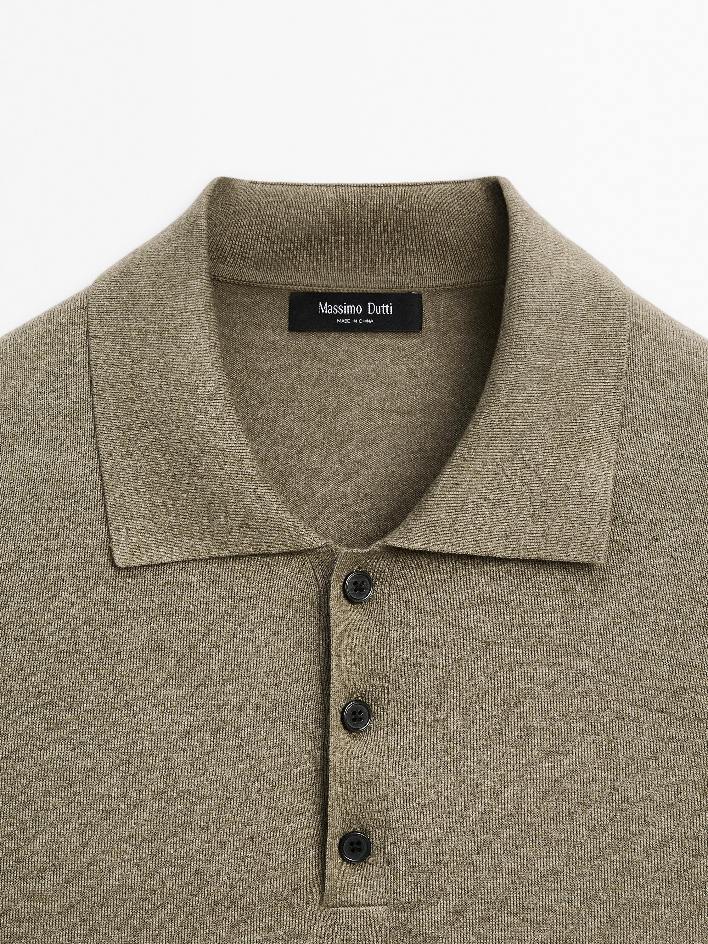 Cotton blend knit polo shirt