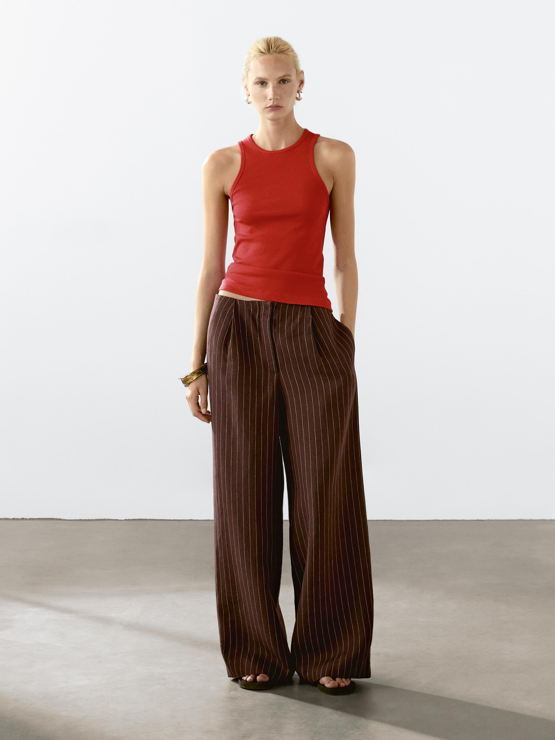 Cotton blend halter-neck top