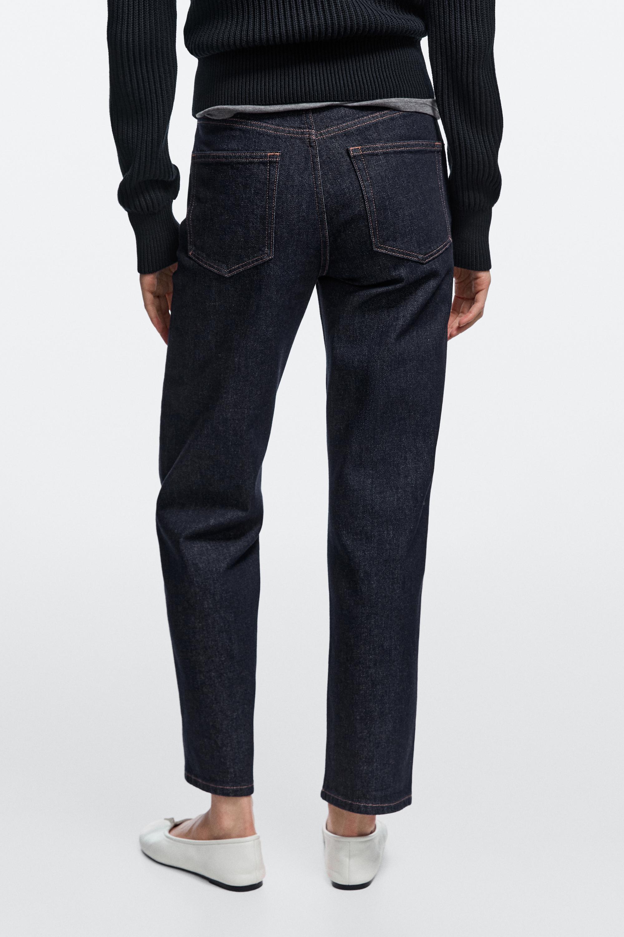 High-waist cropped straight-leg jeans — DARK BLUE