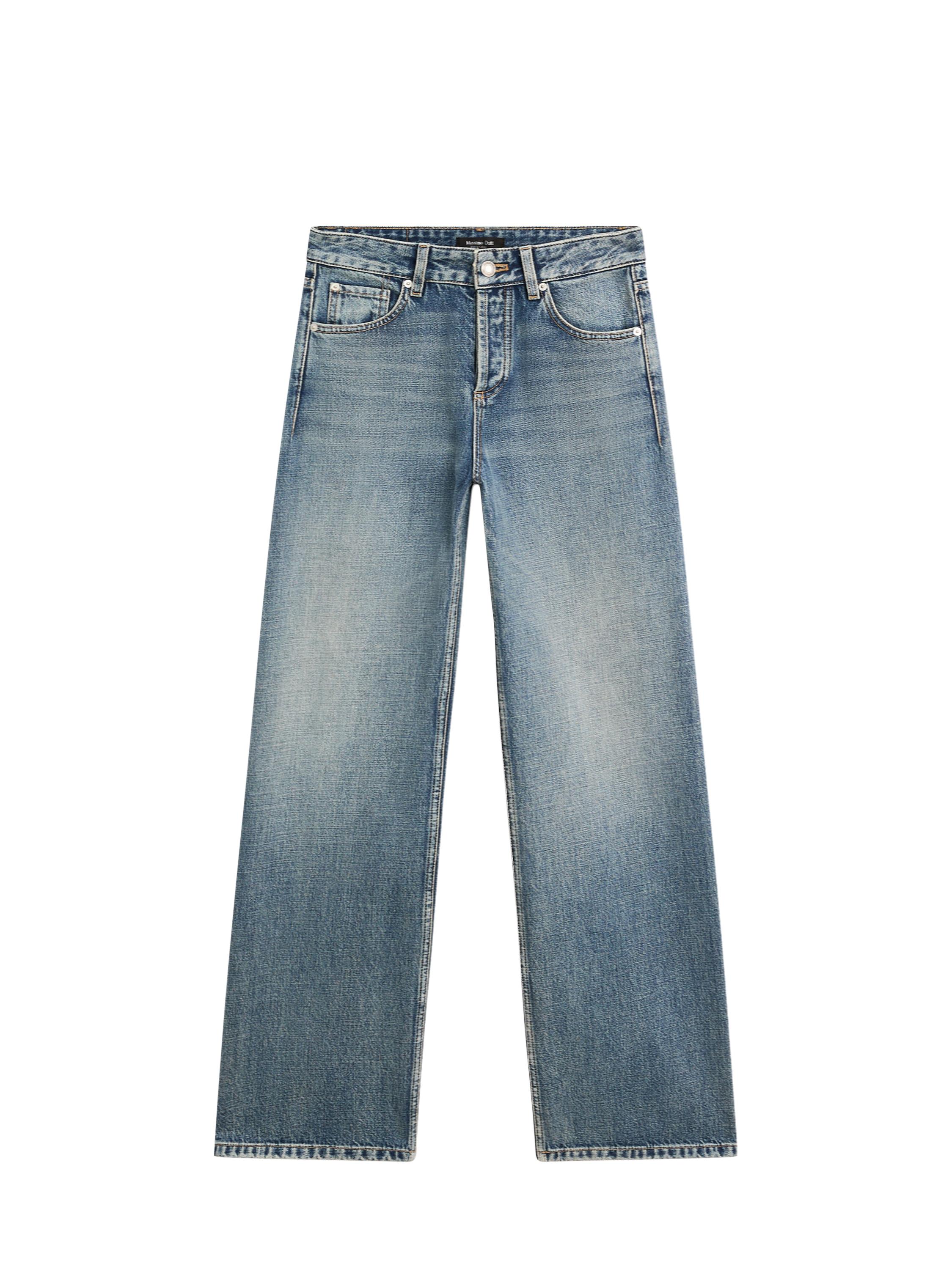 Mid-rise wide-leg cotton jeans
