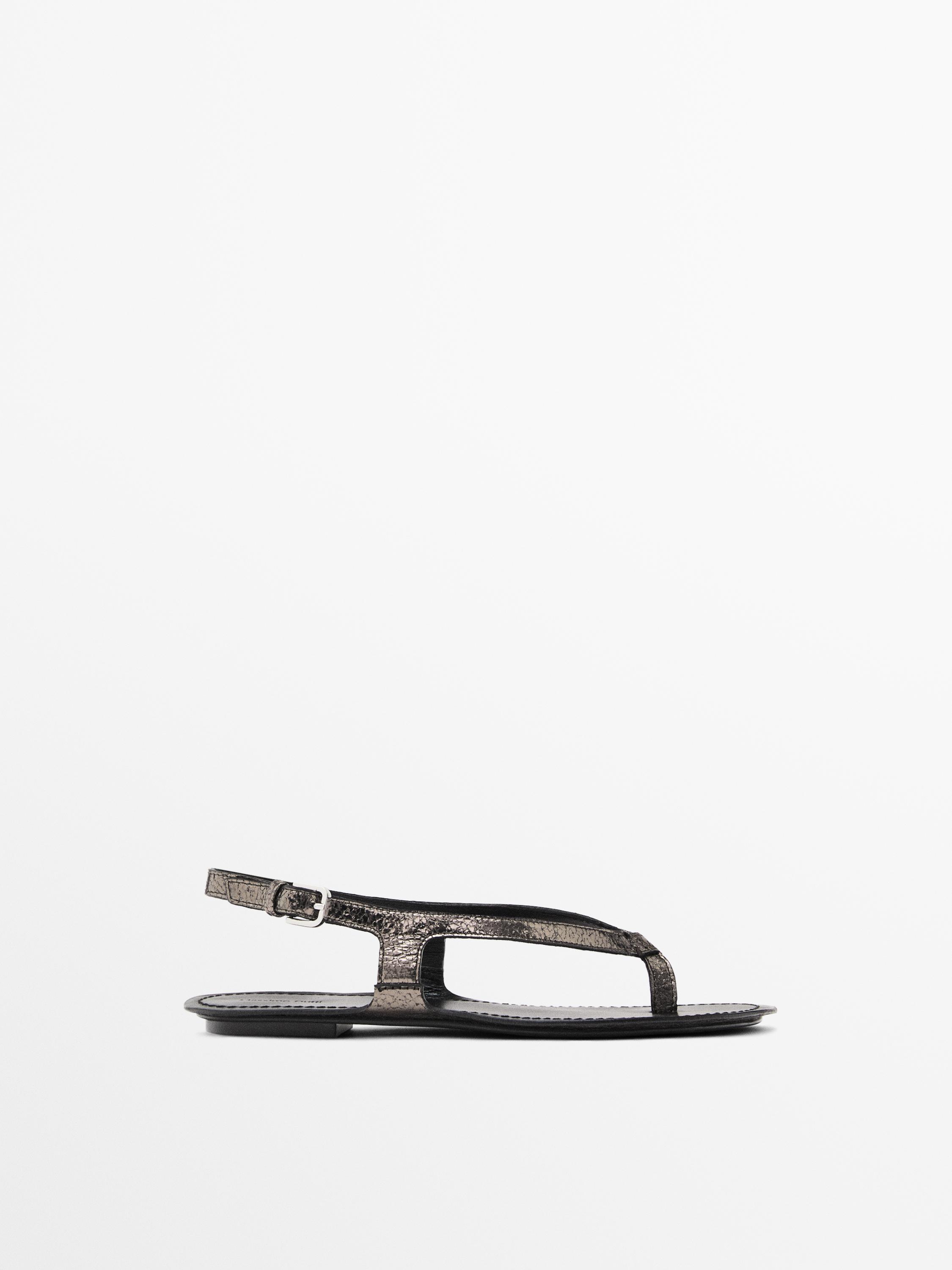 Metallic flat sandals
