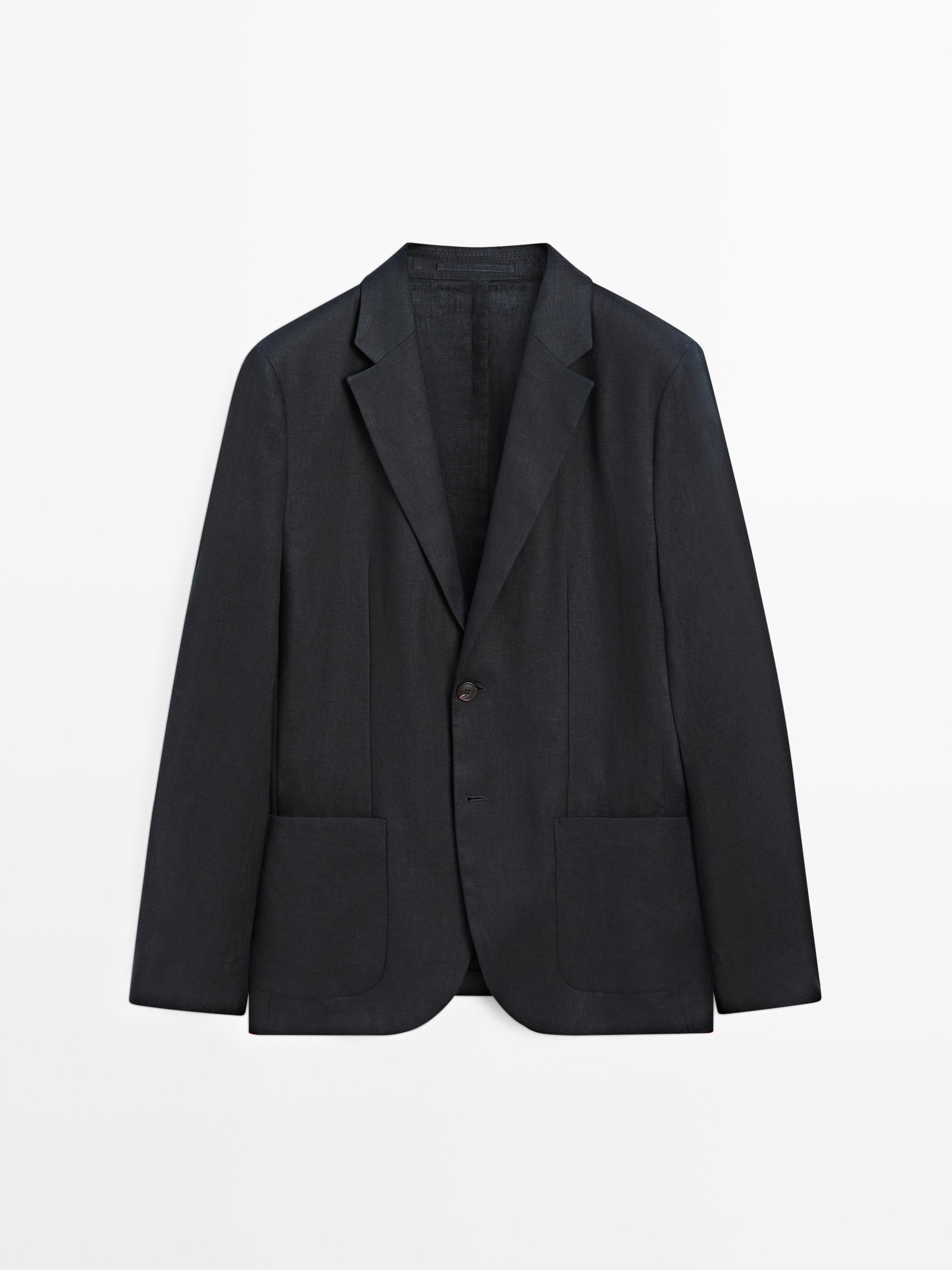 100% linen suit blazer — DEEP BLUE
