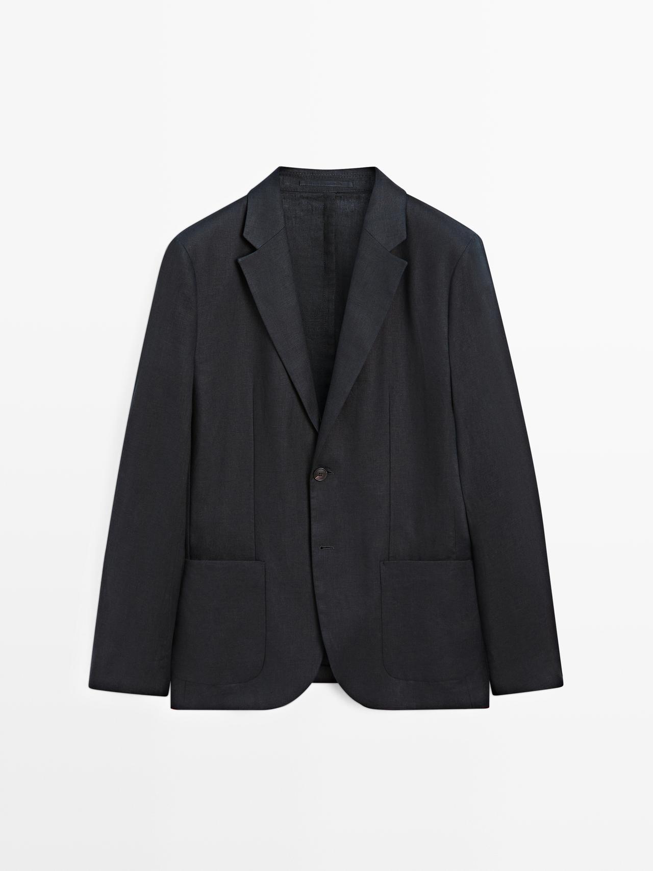 100% linen suit blazer — DEEP BLUE