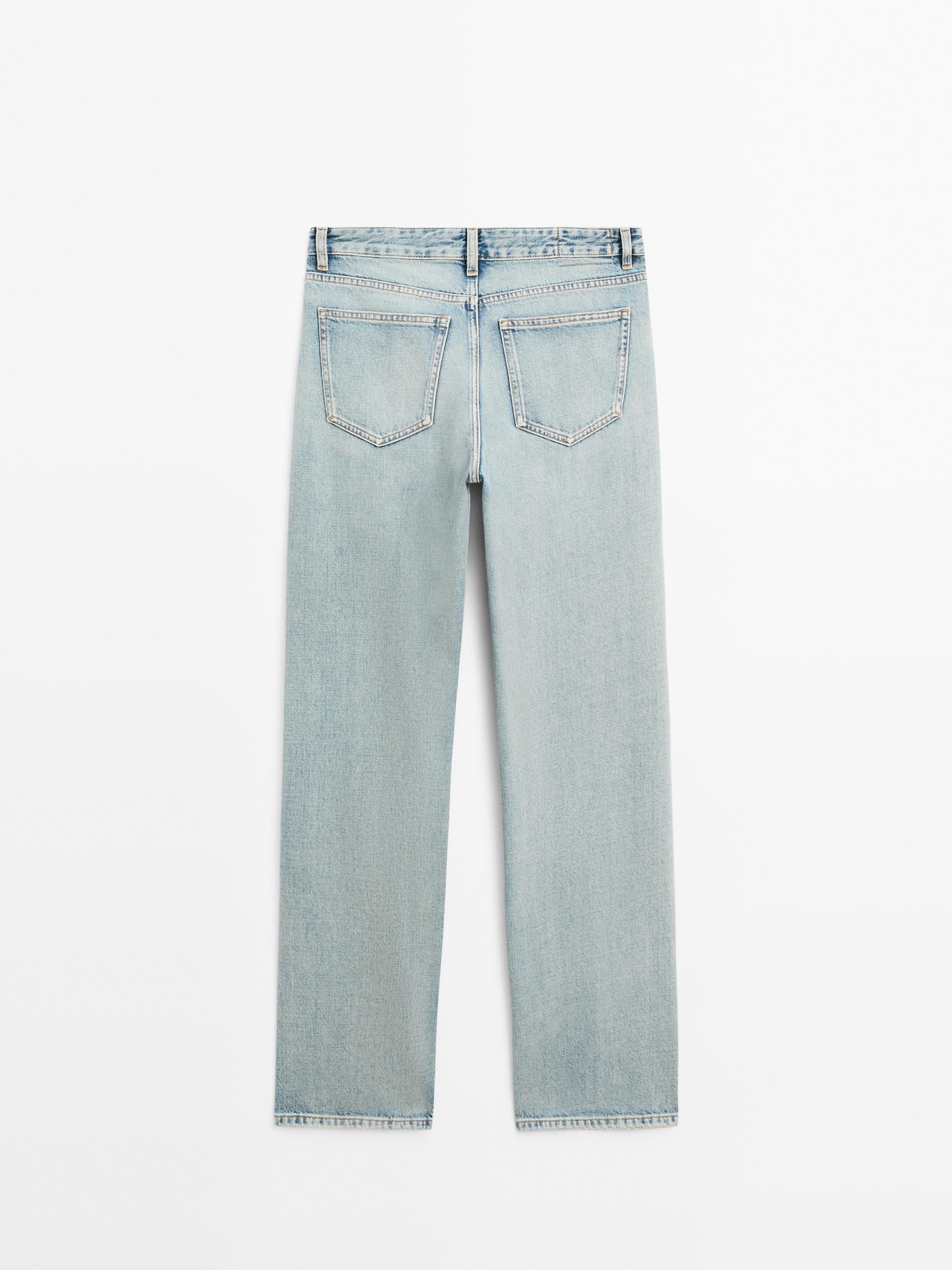 Mid-rise wide-leg cotton jeans