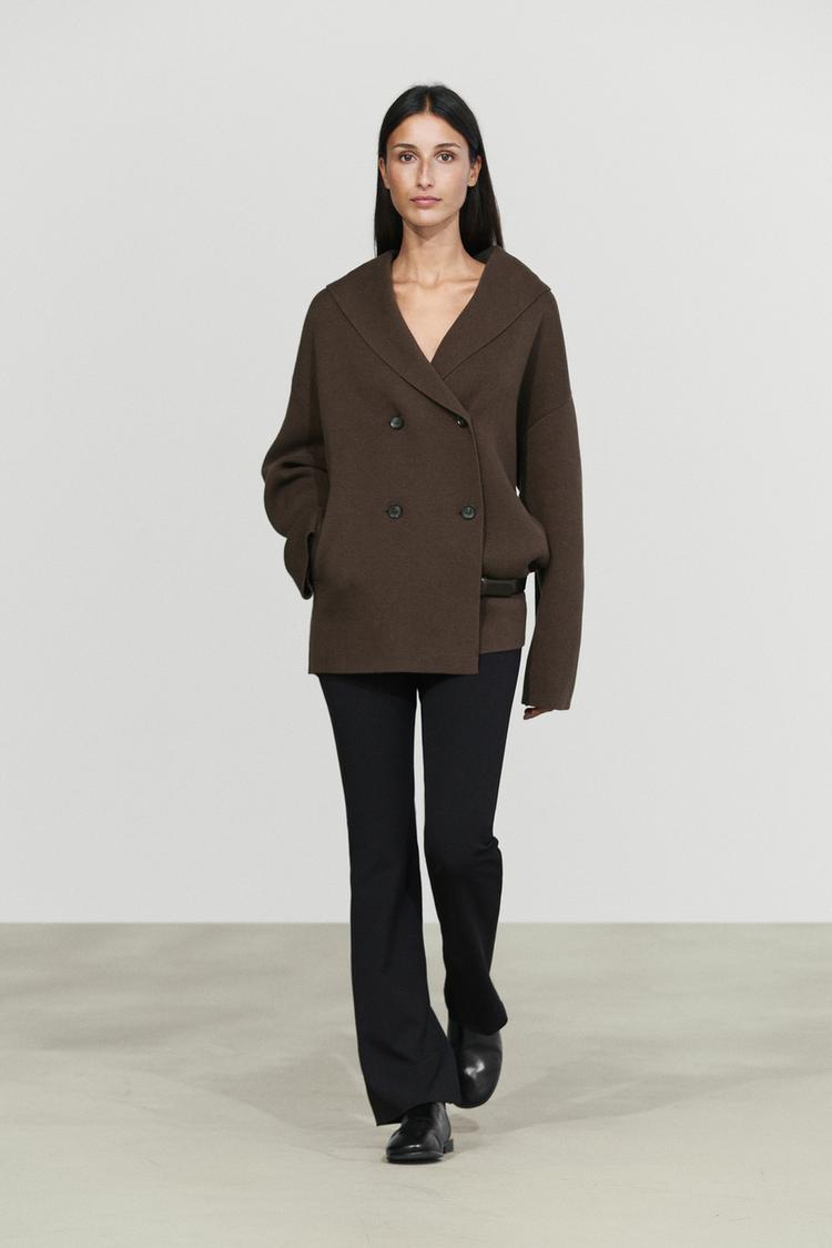 Cotton blend total look jacket — BROWN