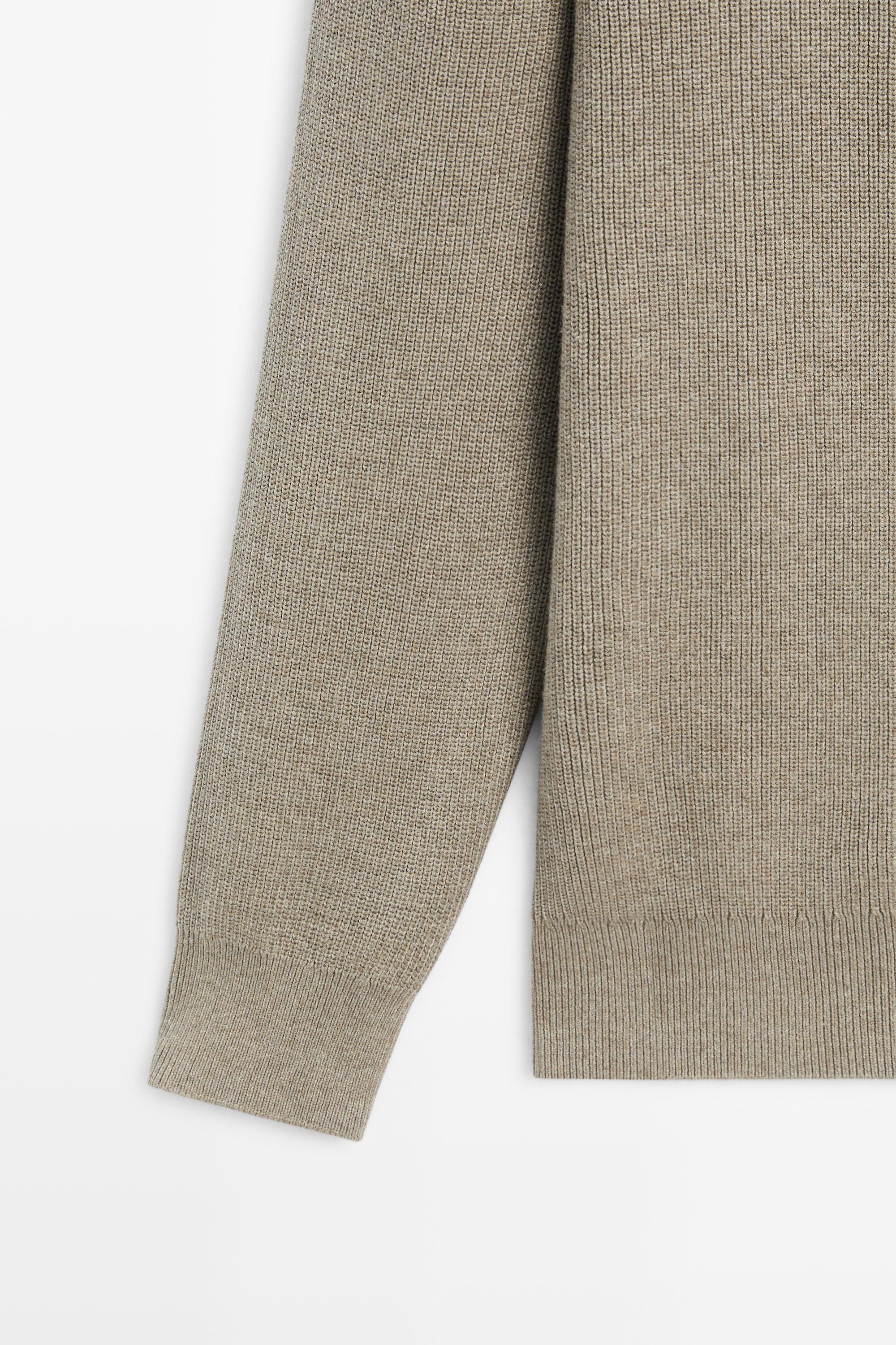100% cotton ribbed knit cardigan — MARINE GREEN