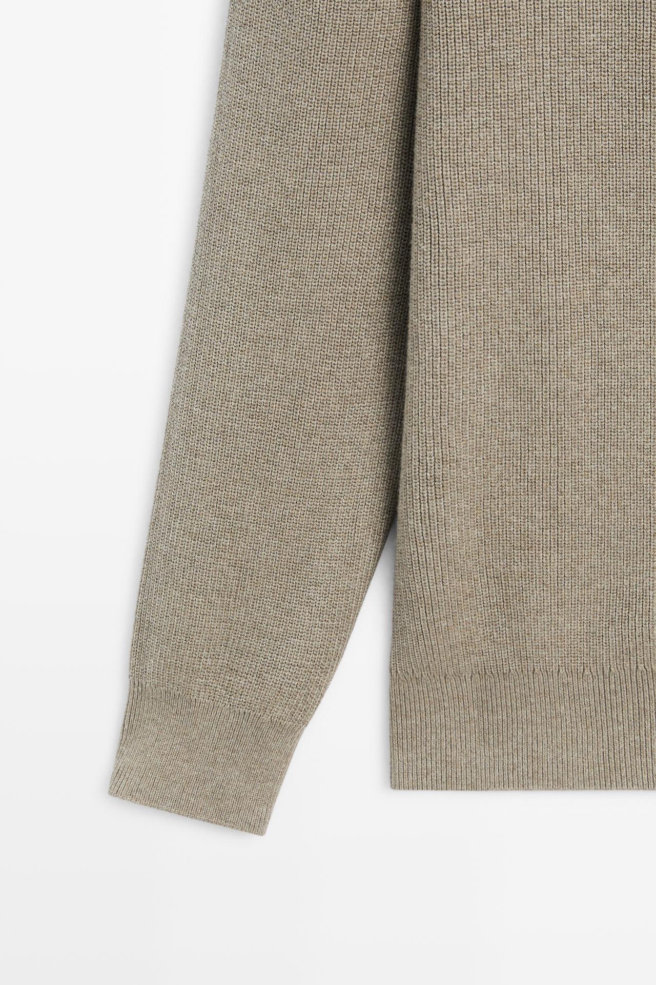 100% cotton ribbed knit cardigan — MARINE GREEN