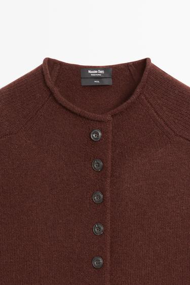 100% wool funnel neck knit cardigan — MAROON 4