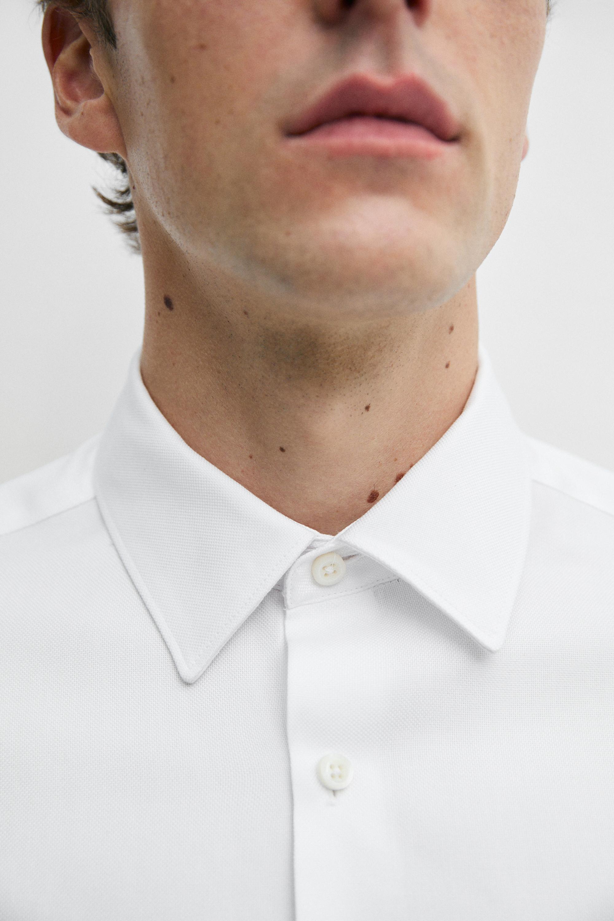 Slim fit 100% cotton Oxford shirt — WHITE
