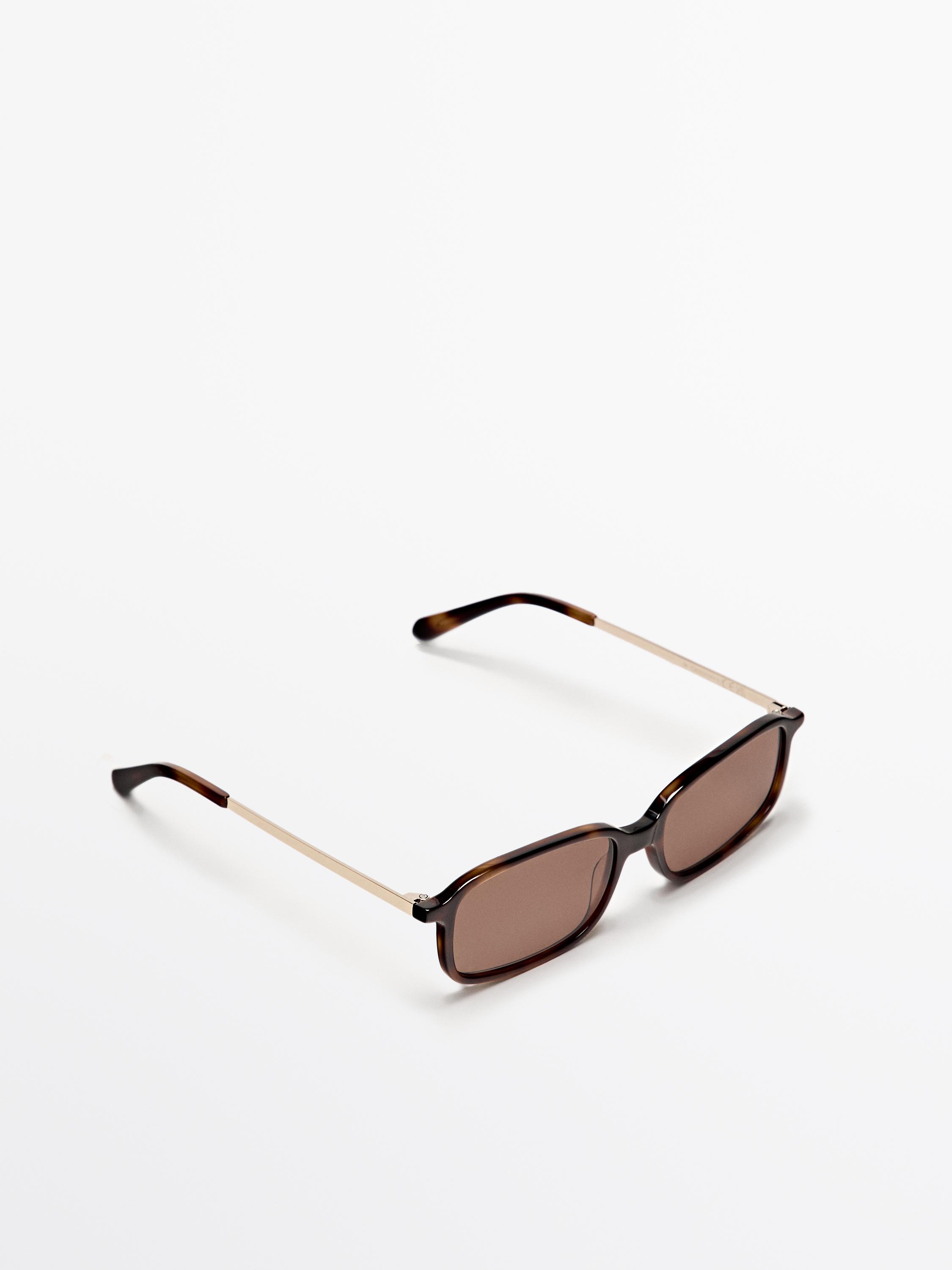 Contrast rectangular sunglasses — BROWN