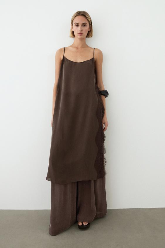 Dantel detaylı total look elbise
