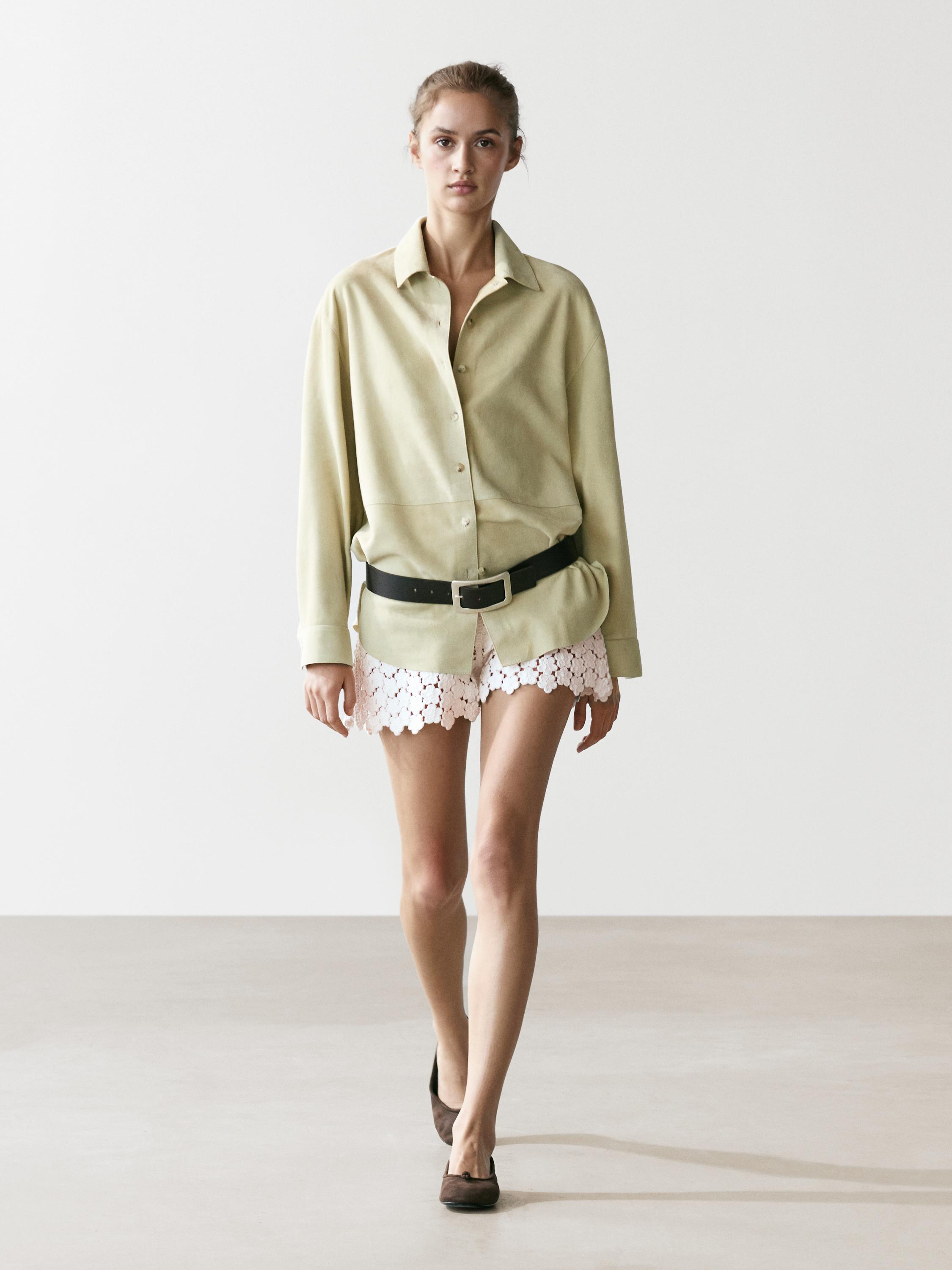 Suede leather shirt — SAND