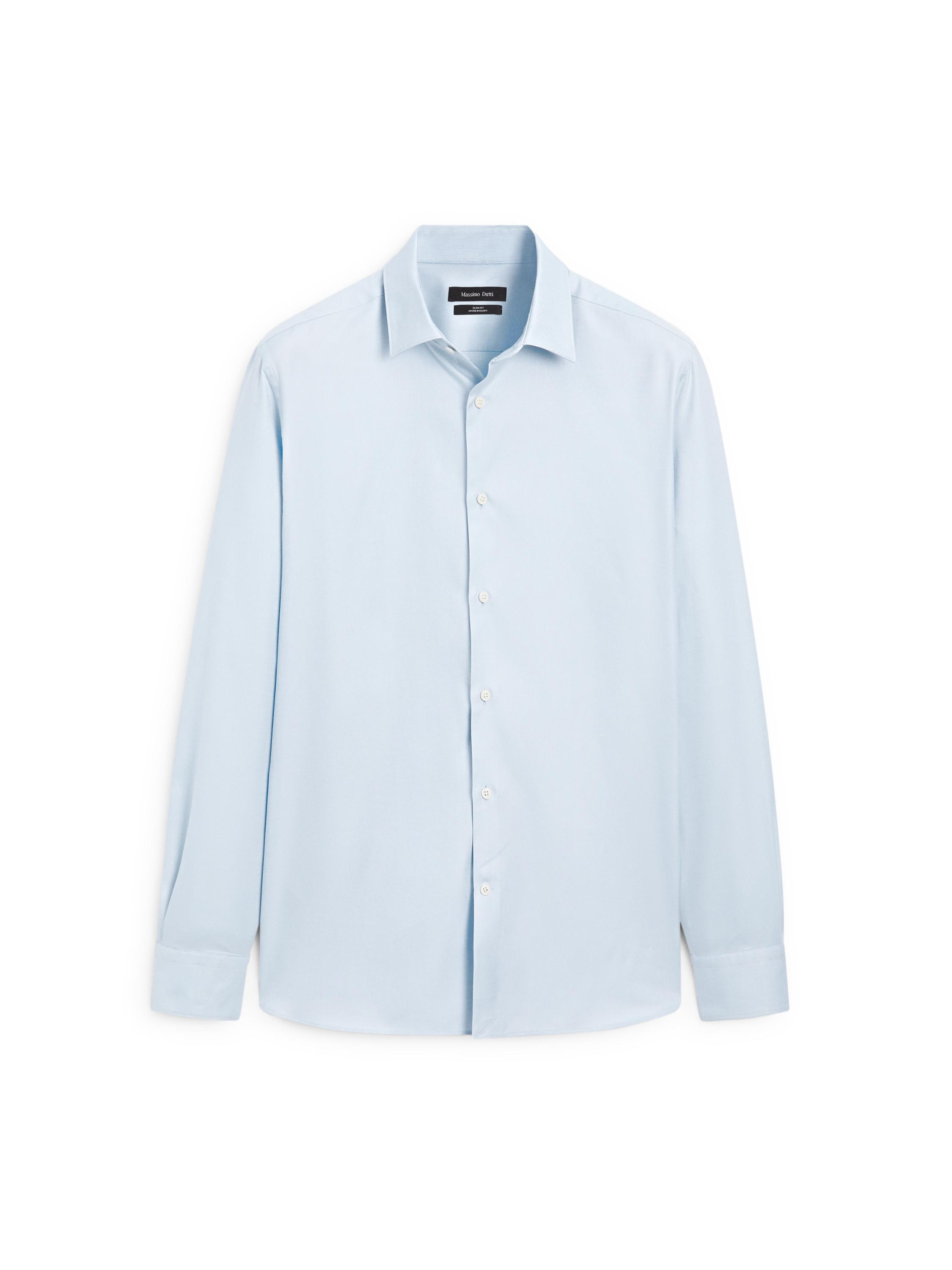 Slim fit 100% cotton Oxford shirt — SKY BLUE