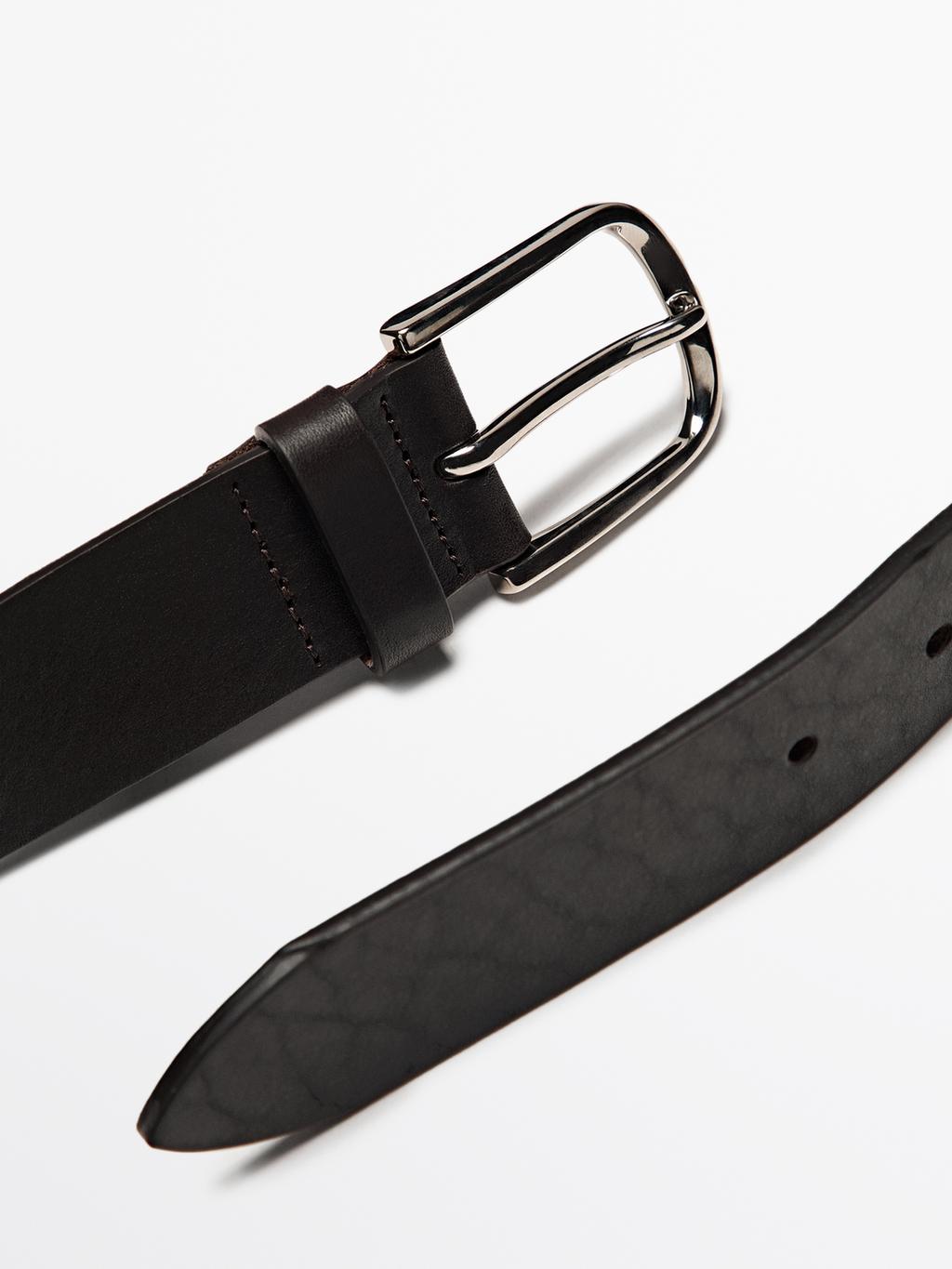 Cinturón piel napa · Marrón · Cinturones | Massimo Dutti