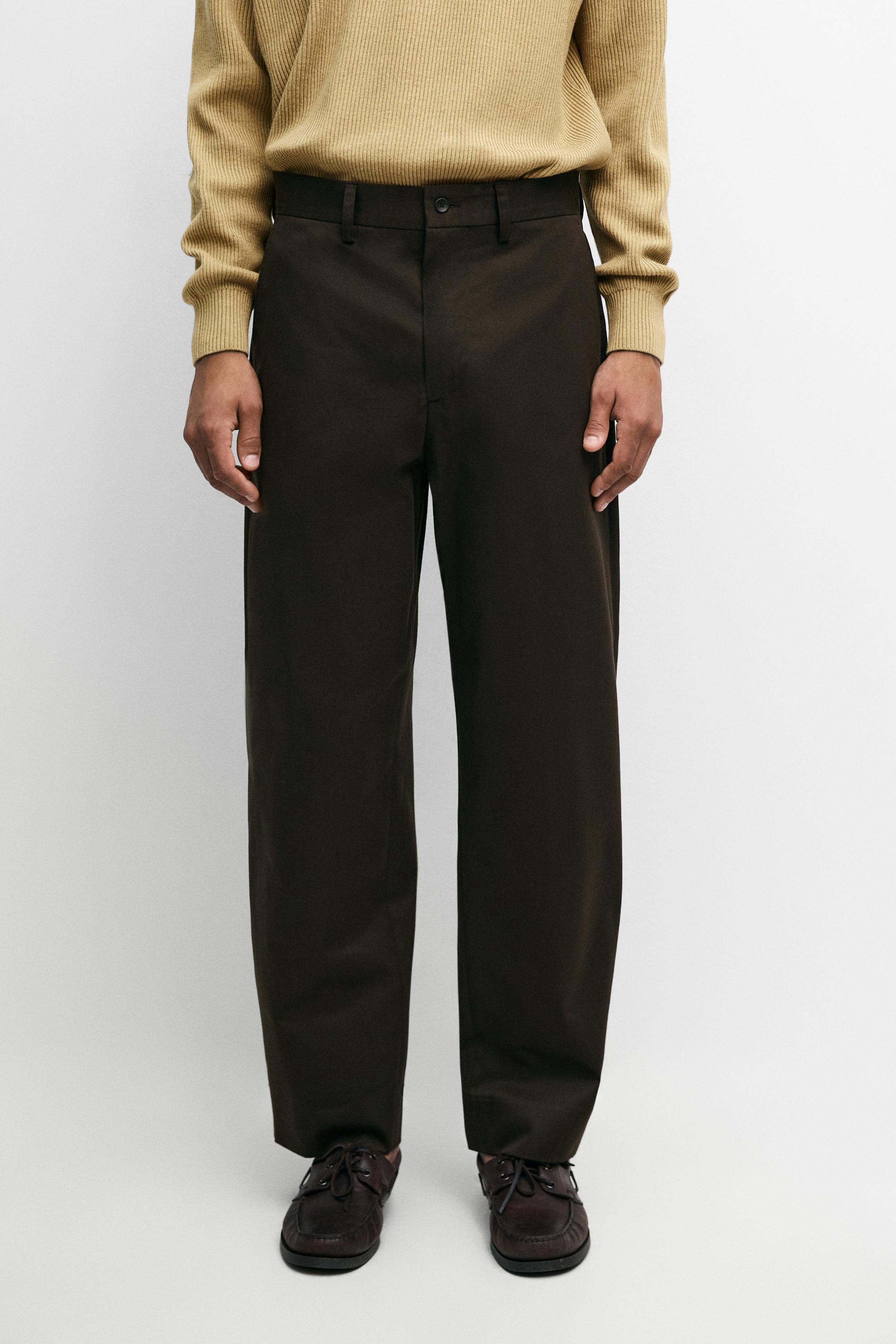 100% cotton wide-leg pants — BROWN