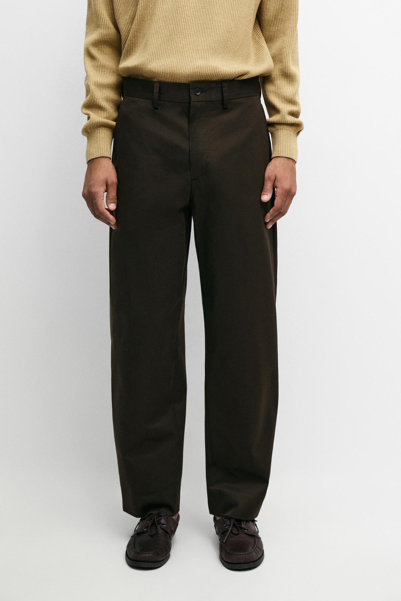 100% cotton wide-leg pants — BROWN
