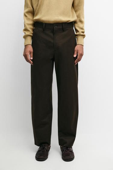 100% cotton wide-leg pants — BROWN 3