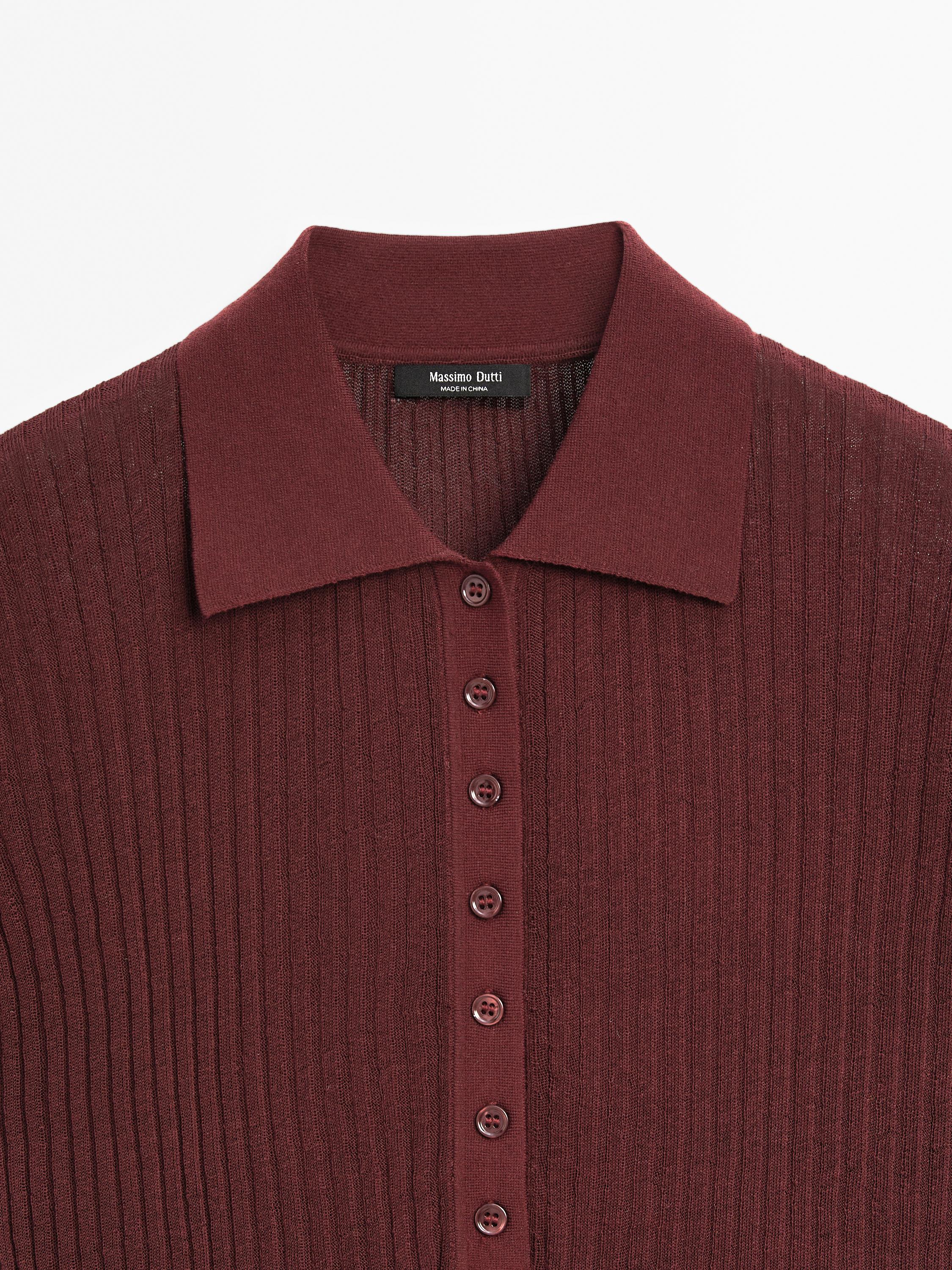 Knit cotton blend polo sweater