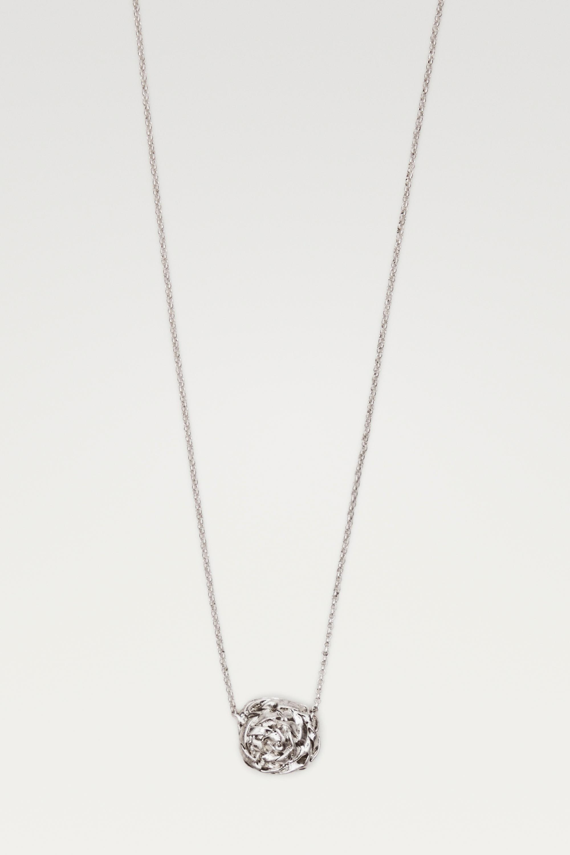 Necklace with textured round basket piece - LIMITED EDITION — SILVER (alternate view)