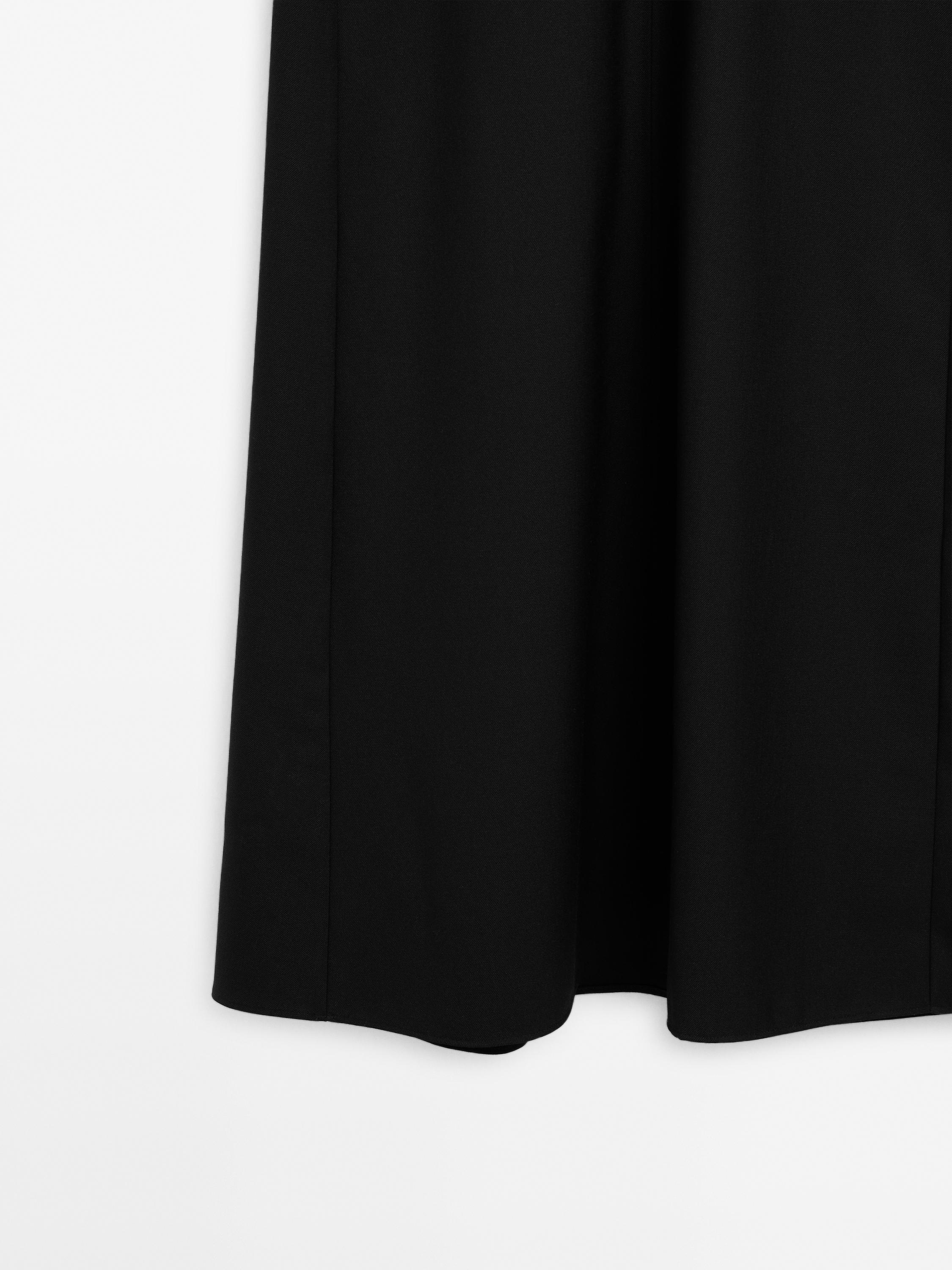 Long wool blend V-neck dress